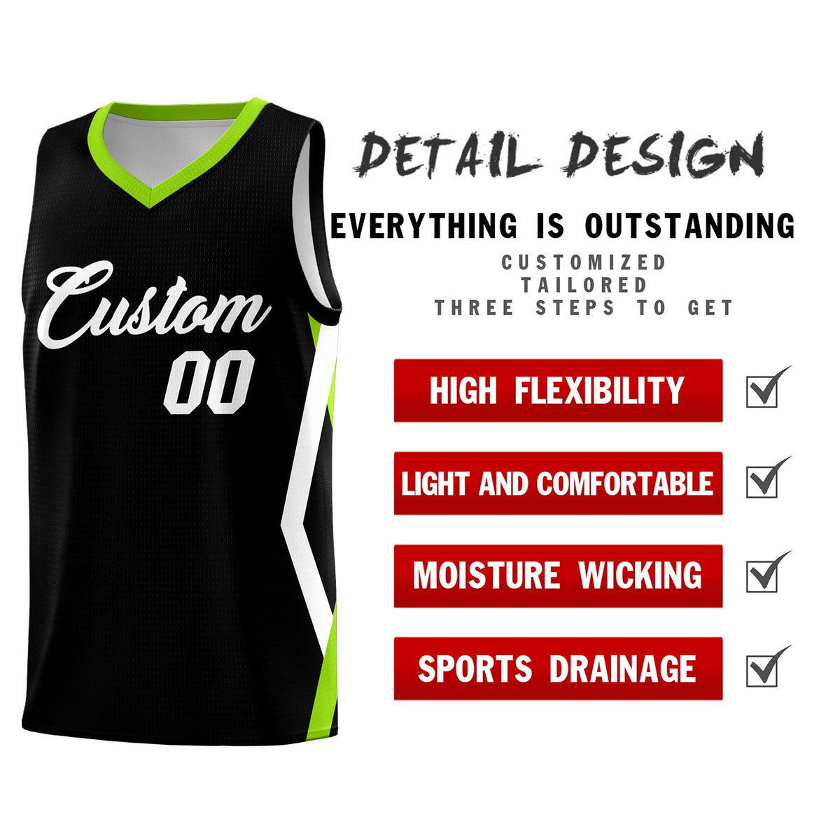 Custom Black Side Rhombus Graffiti Pattern Sets Basketball Jersey