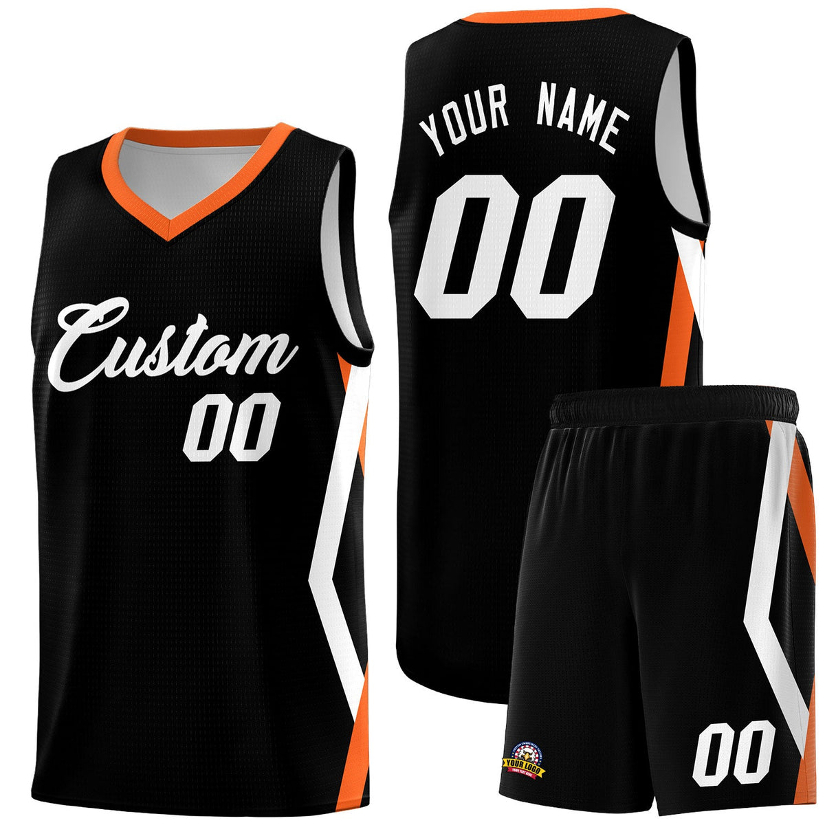 Custom Black Side Rhombus Graffiti Pattern Sets Basketball Jersey