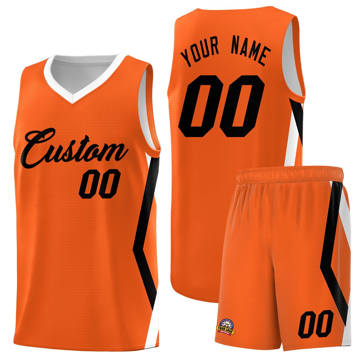 Custom Orange Side Rhombus Graffiti Pattern Sets Basketball Jersey