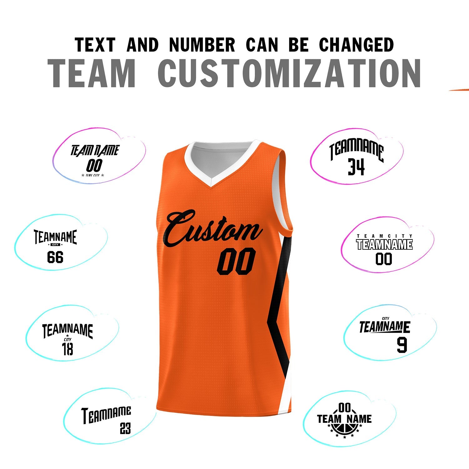 Custom Orange Side Rhombus Graffiti Pattern Sets Basketball Jersey