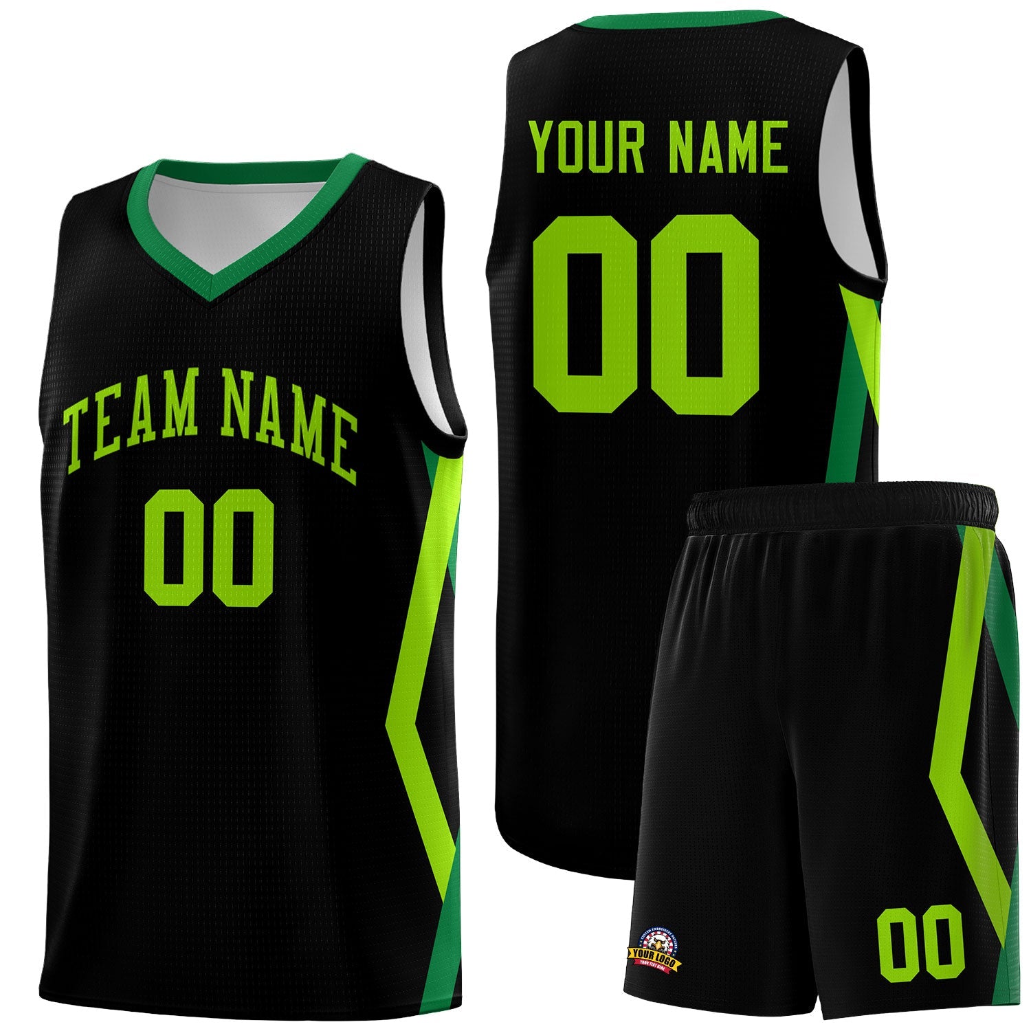 Custom Black Side Rhombus Graffiti Pattern Sets Basketball Jersey