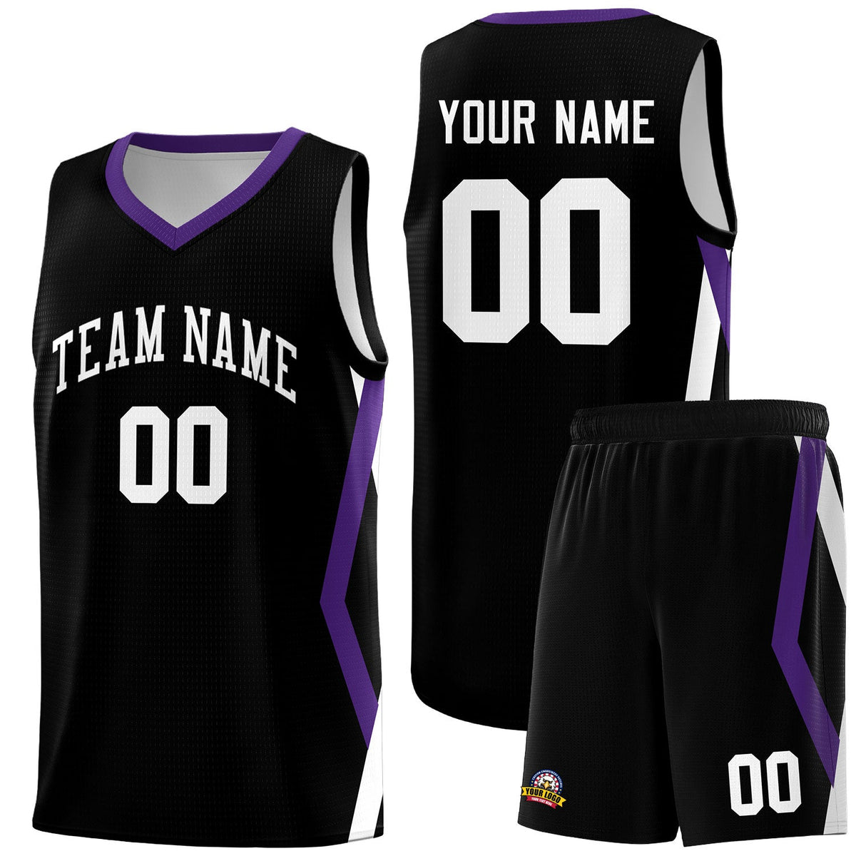 Custom Black Side Rhombus Graffiti Pattern Sets Basketball Jersey