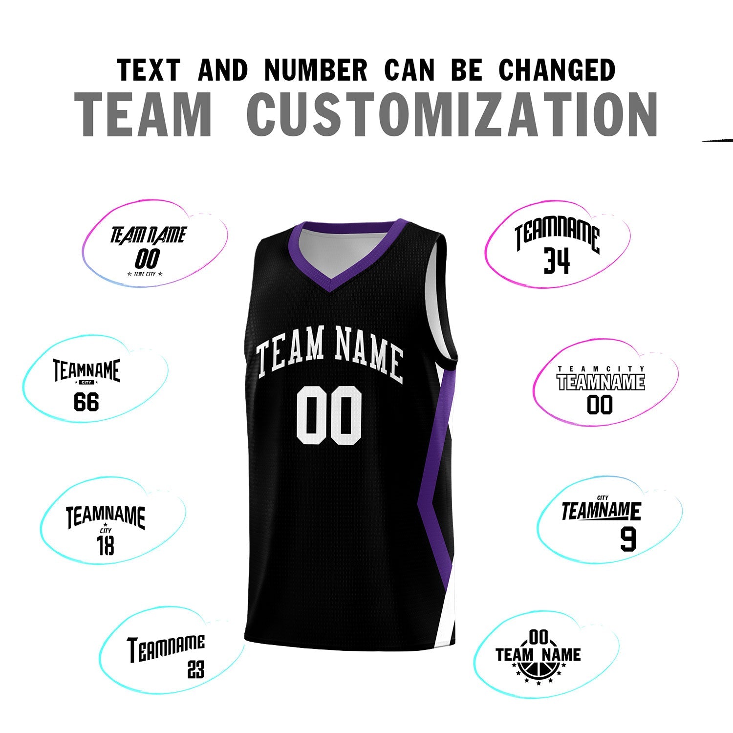 Custom Black Side Rhombus Graffiti Pattern Sets Basketball Jersey