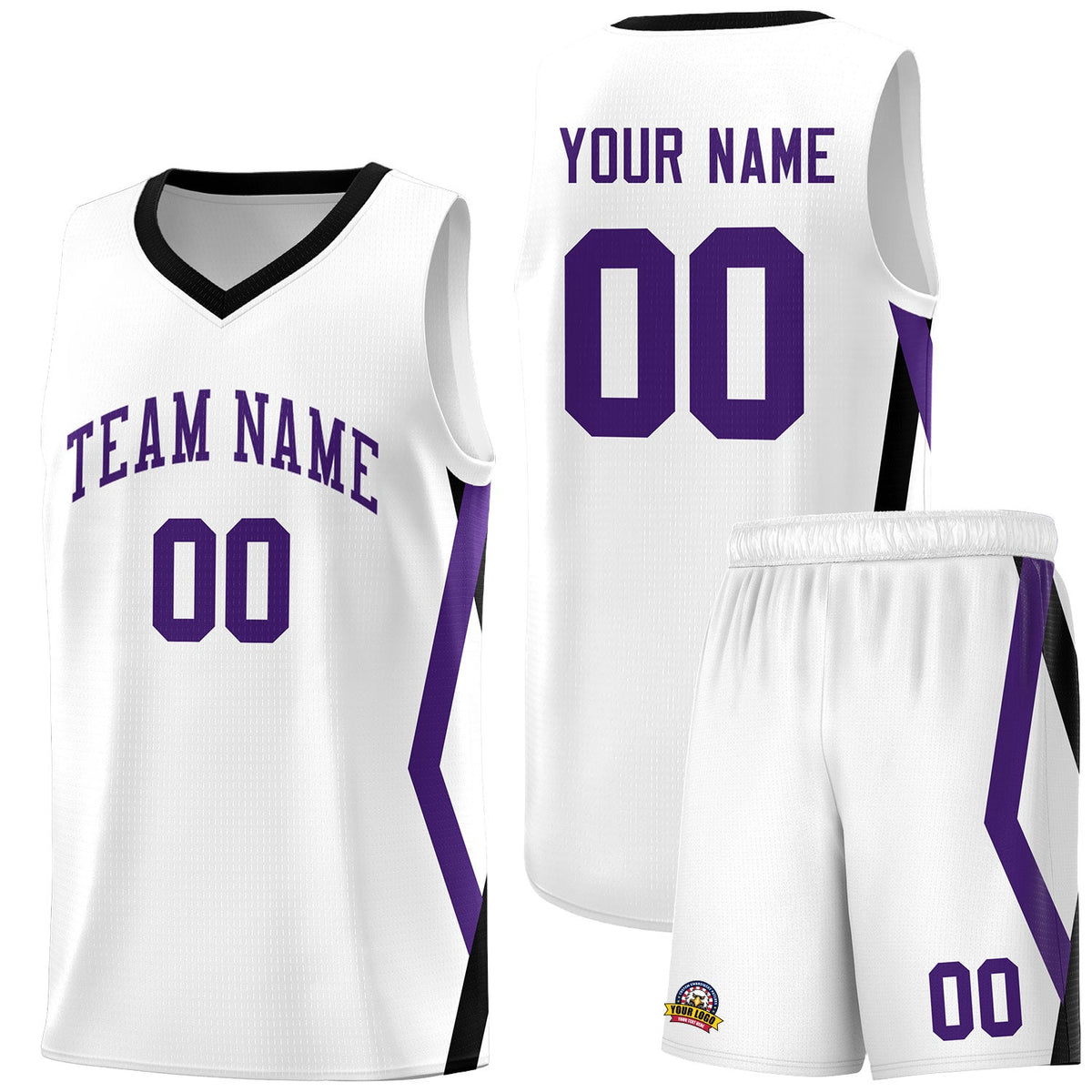 Custom White Side Rhombus Graffiti Pattern Sets Basketball Jersey
