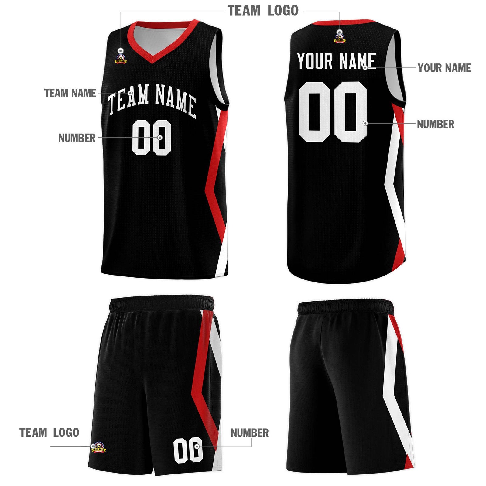 Custom Black Side Rhombus Graffiti Pattern Sets Basketball Jersey