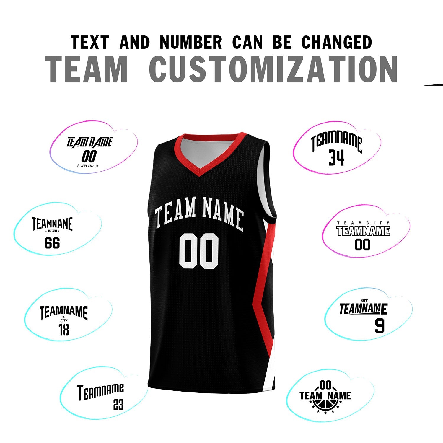 Custom Black Side Rhombus Graffiti Pattern Sets Basketball Jersey