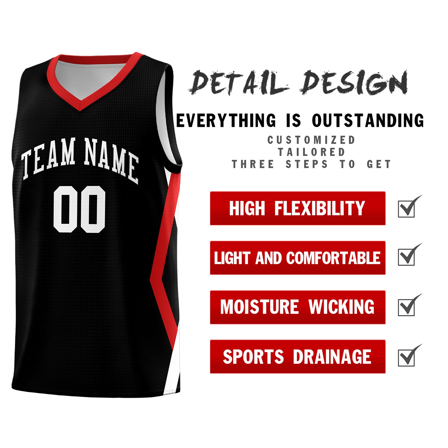 Custom Black Side Rhombus Graffiti Pattern Sets Basketball Jersey