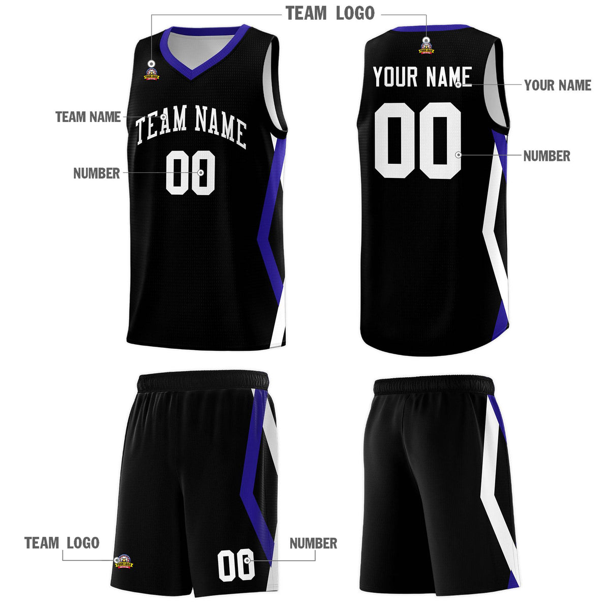 Custom Black Side Rhombus Graffiti Pattern Sets Basketball Jersey