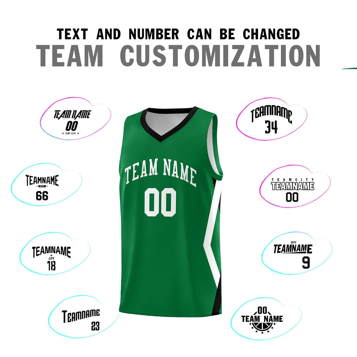 Custom Kelly Green Side Rhombus Graffiti Pattern Sets Basketball Jersey