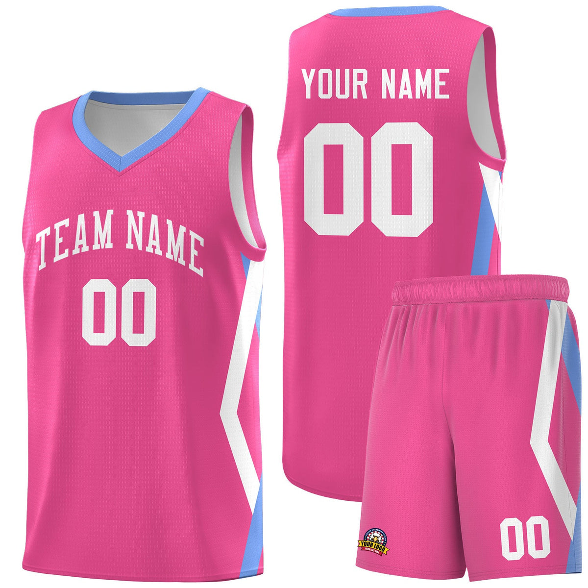 Custom Pink Side Rhombus Graffiti Pattern Sets Basketball Jersey