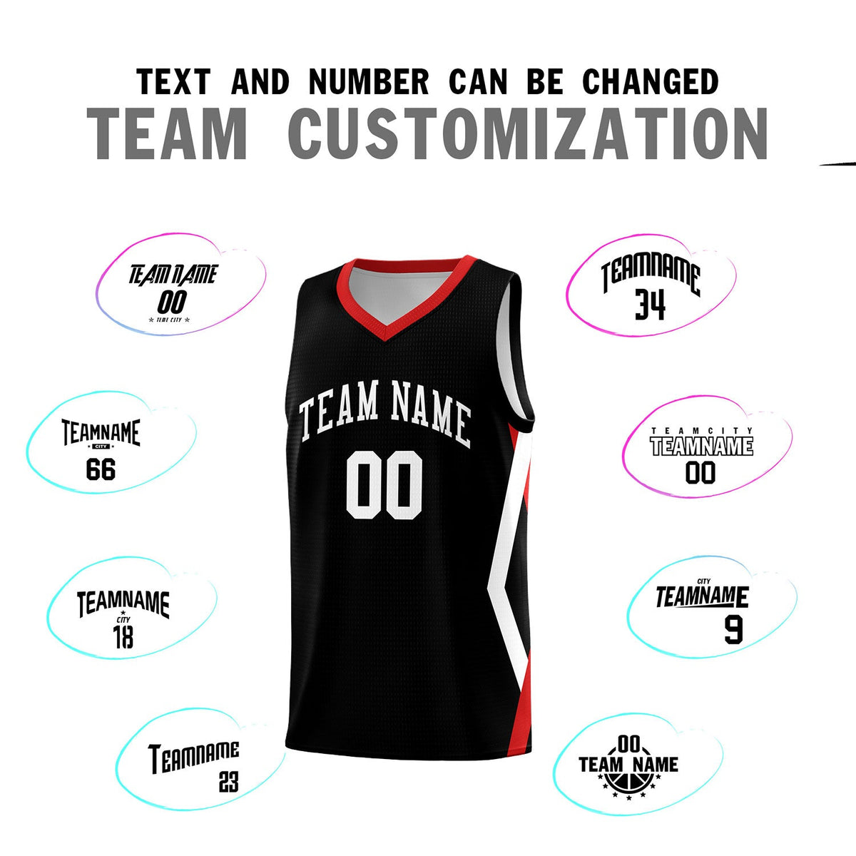 Custom Black Side Rhombus Graffiti Pattern Sets Basketball Jersey