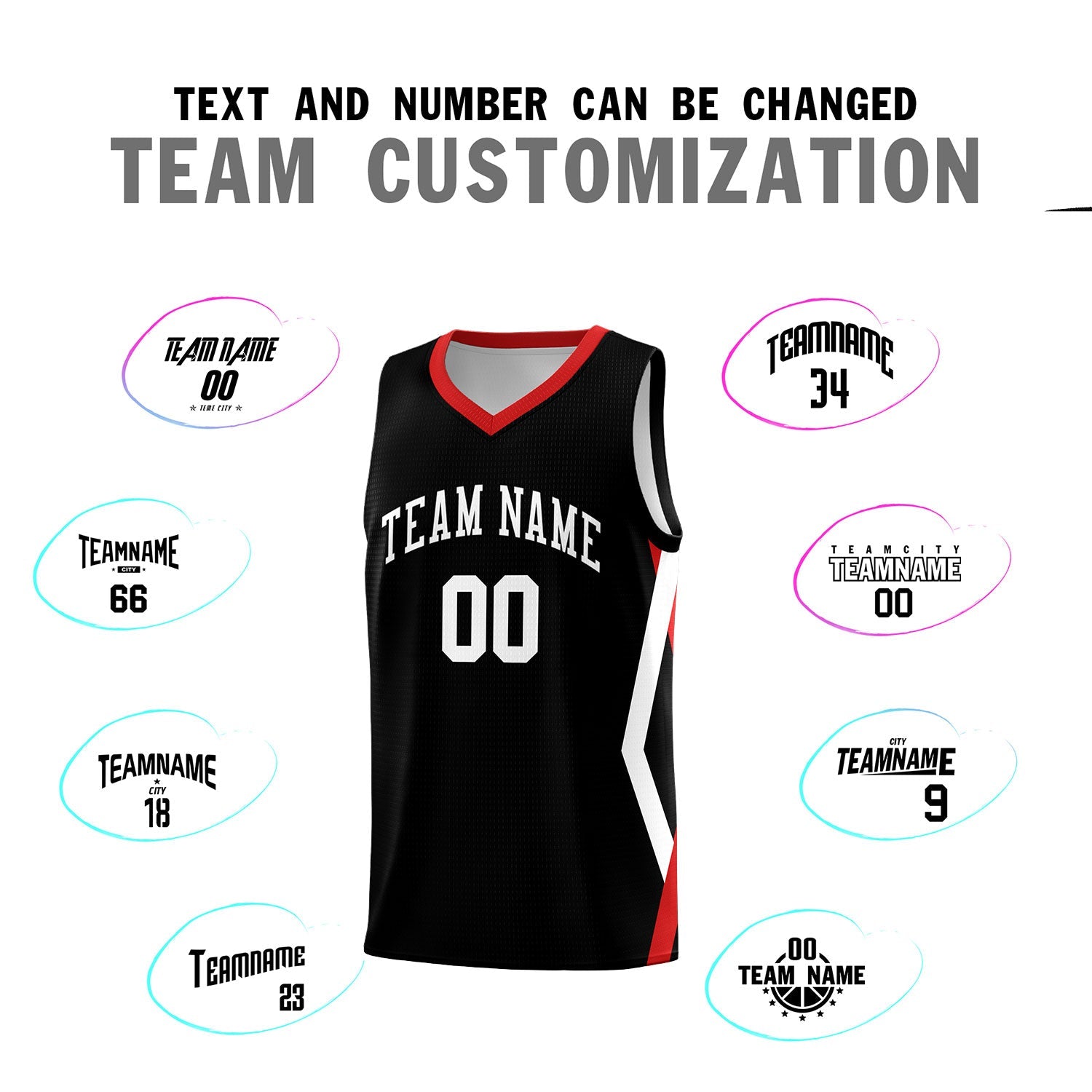 Custom Black Side Rhombus Graffiti Pattern Sets Basketball Jersey