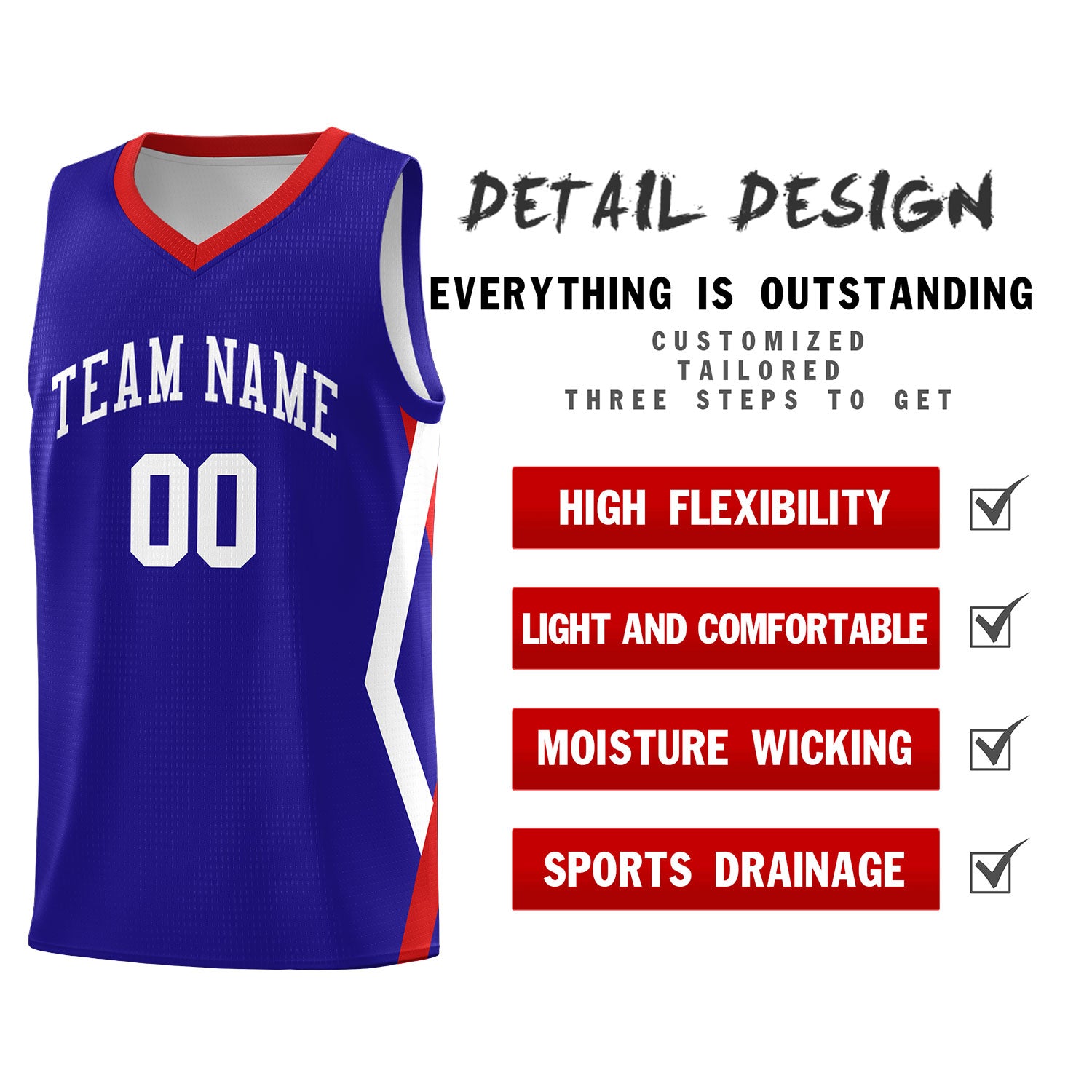 Custom Royal Side Rhombus Graffiti Pattern Sets Basketball Jersey