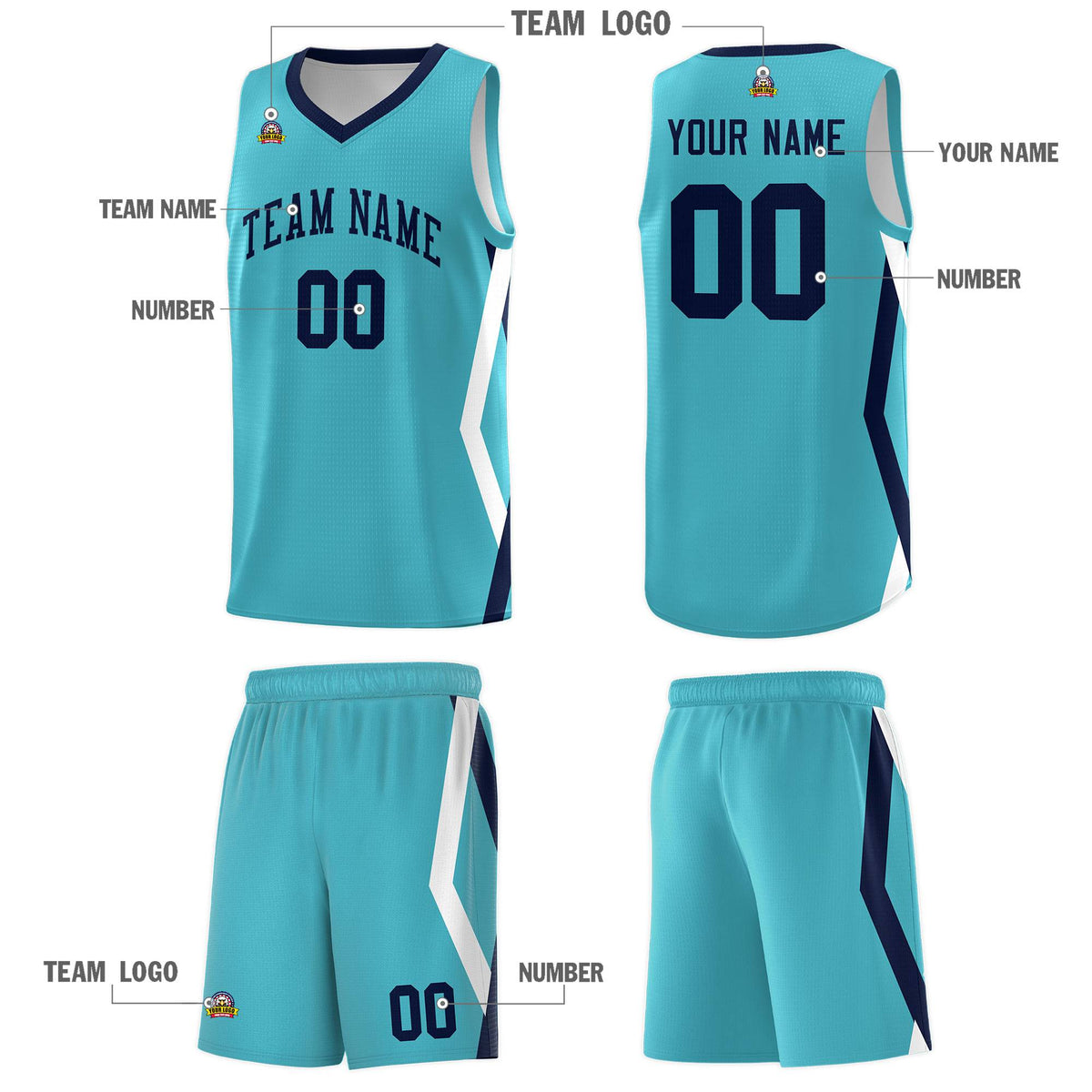 Custom Sky Blue Side Rhombus Graffiti Pattern Sets Basketball Jersey
