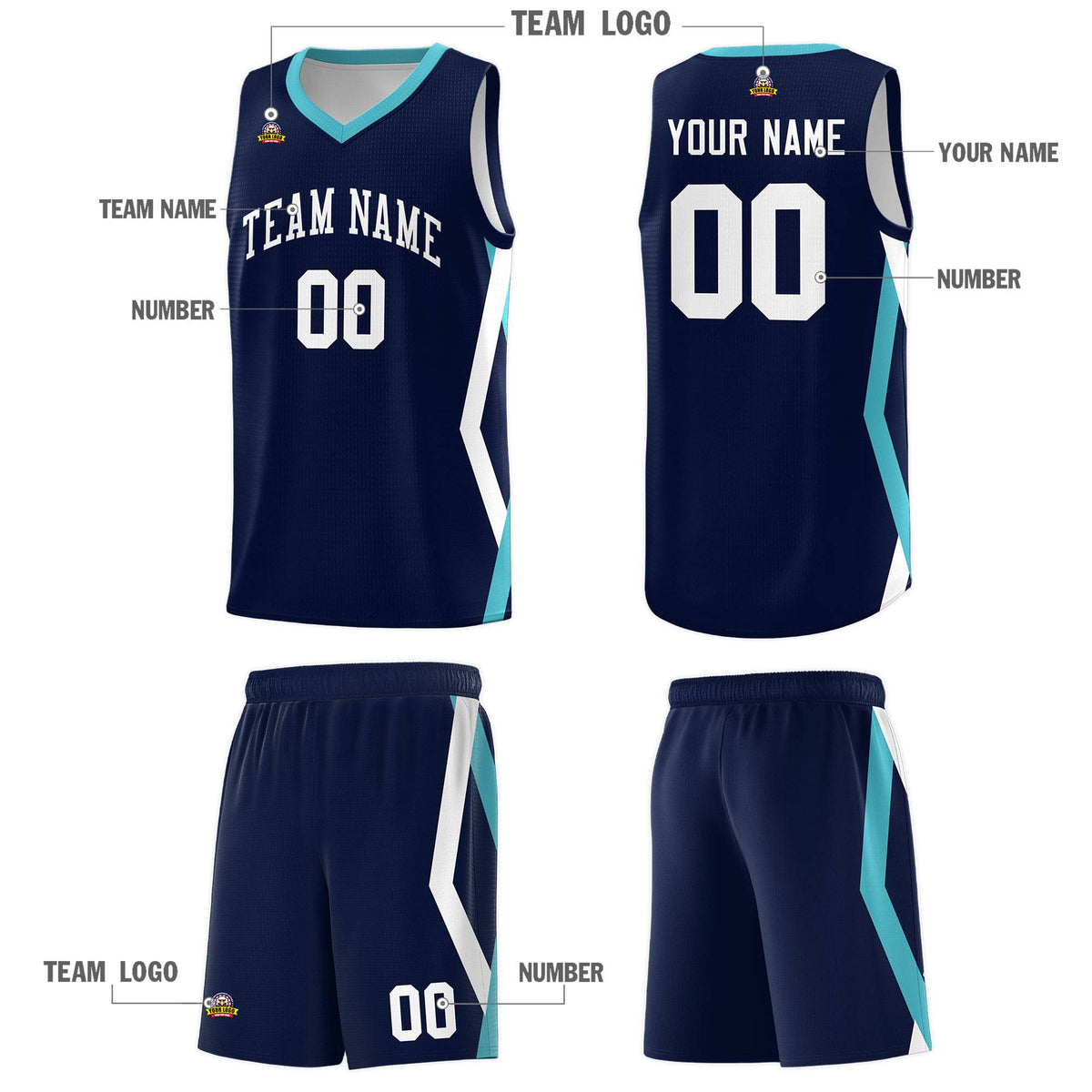 Custom Navy Side Rhombus Graffiti Pattern Sets Basketball Jersey