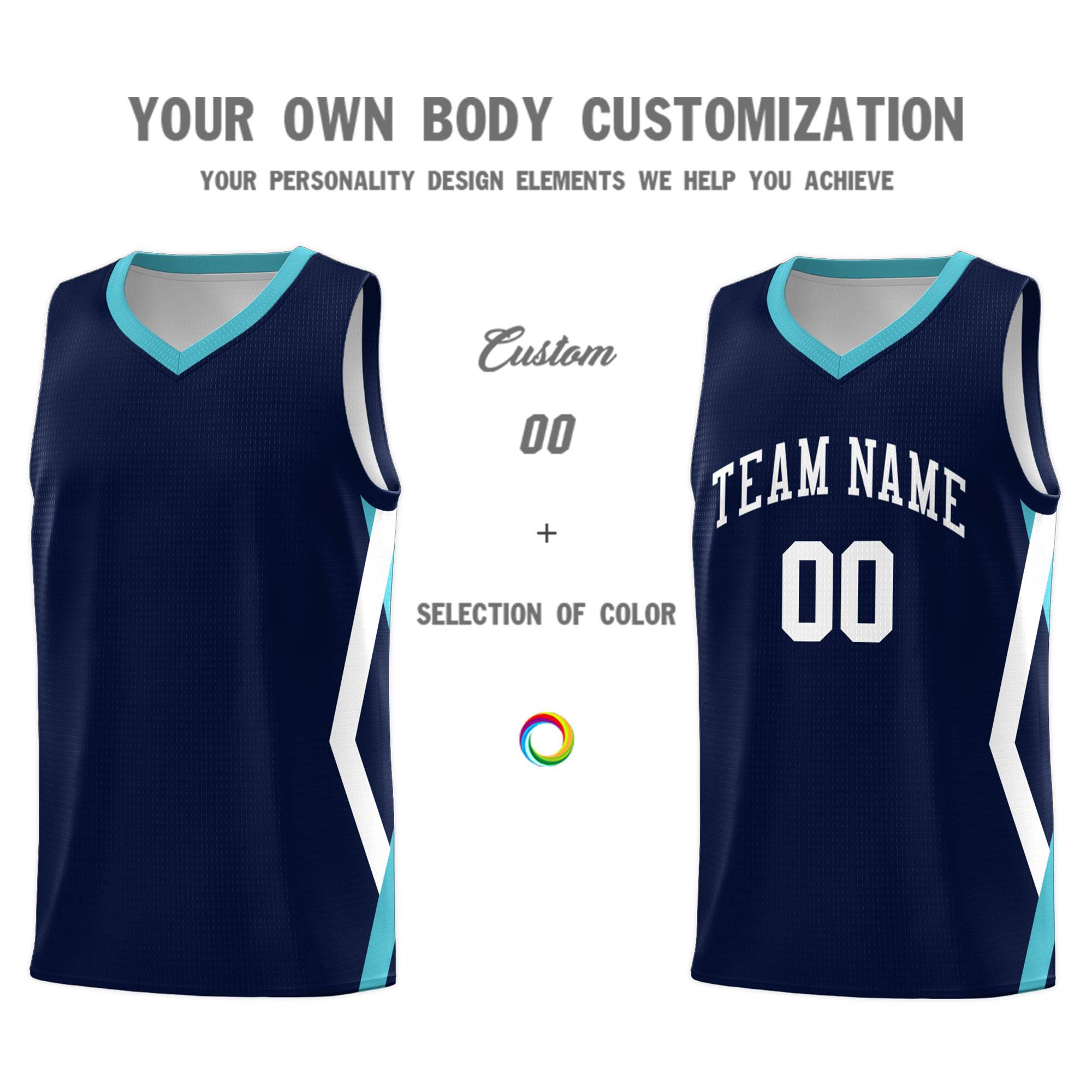 Custom Navy Side Rhombus Graffiti Pattern Sets Basketball Jersey