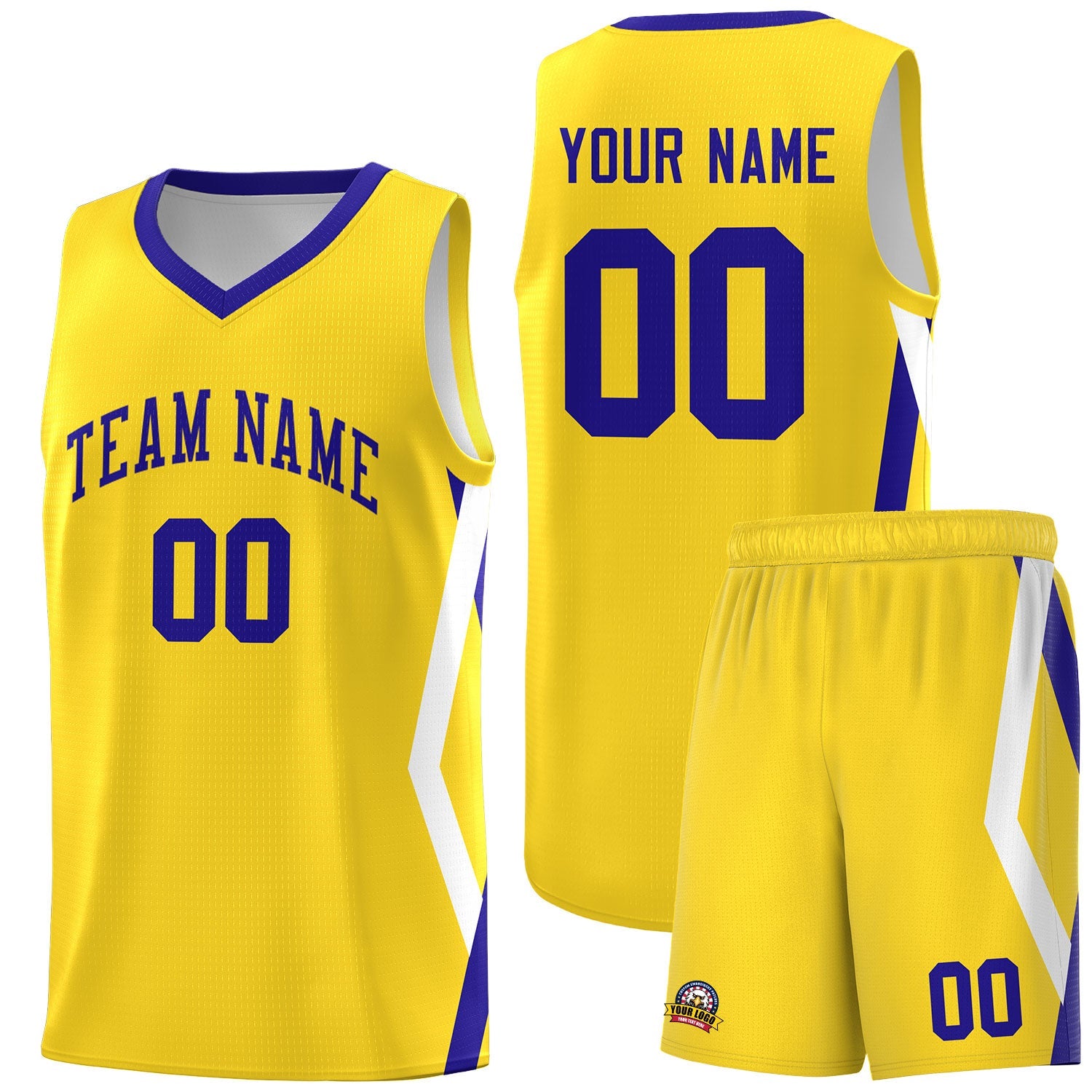 Custom Gold Side Rhombus Graffiti Pattern Sets Basketball Jersey