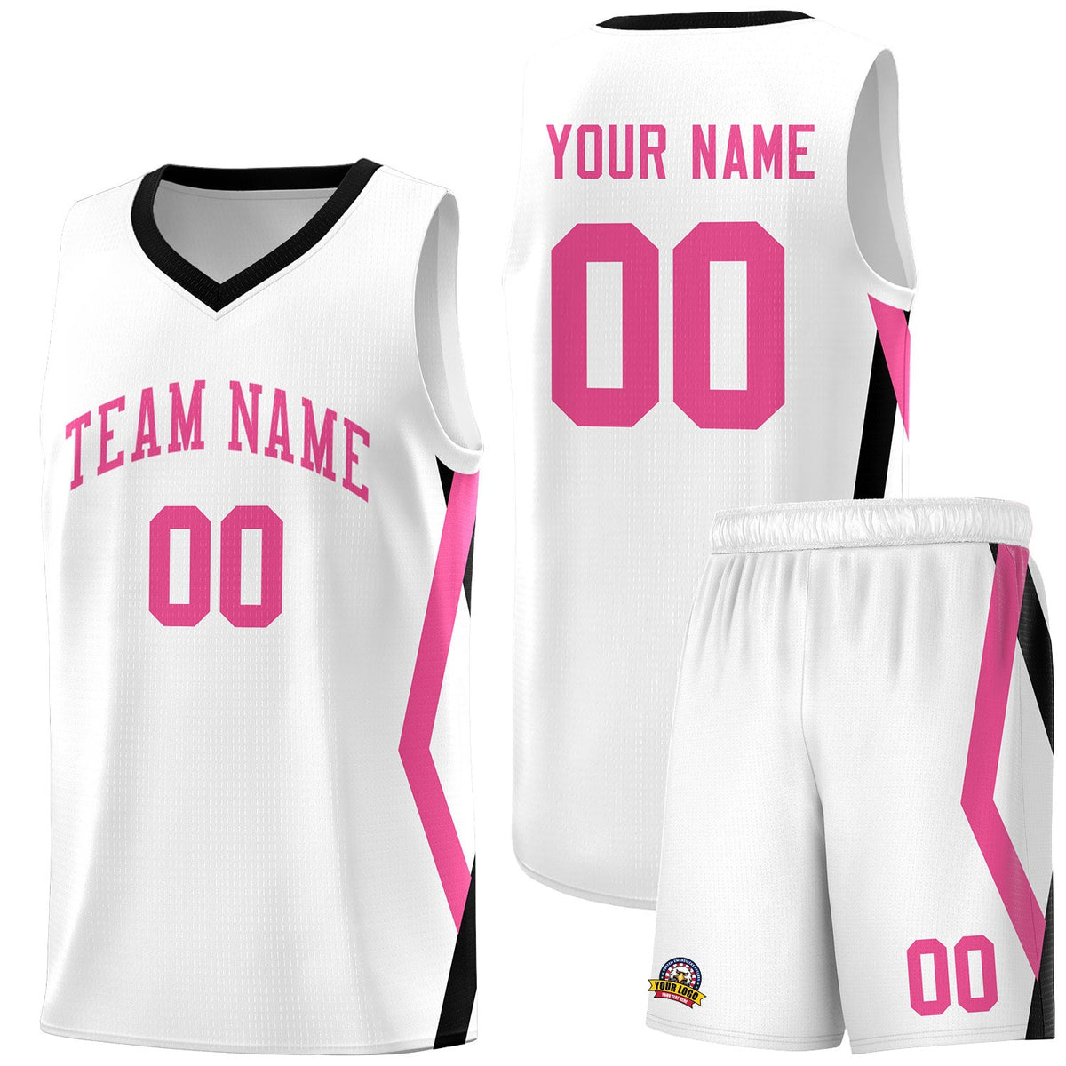 Custom White Side Rhombus Graffiti Pattern Sets Basketball Jersey