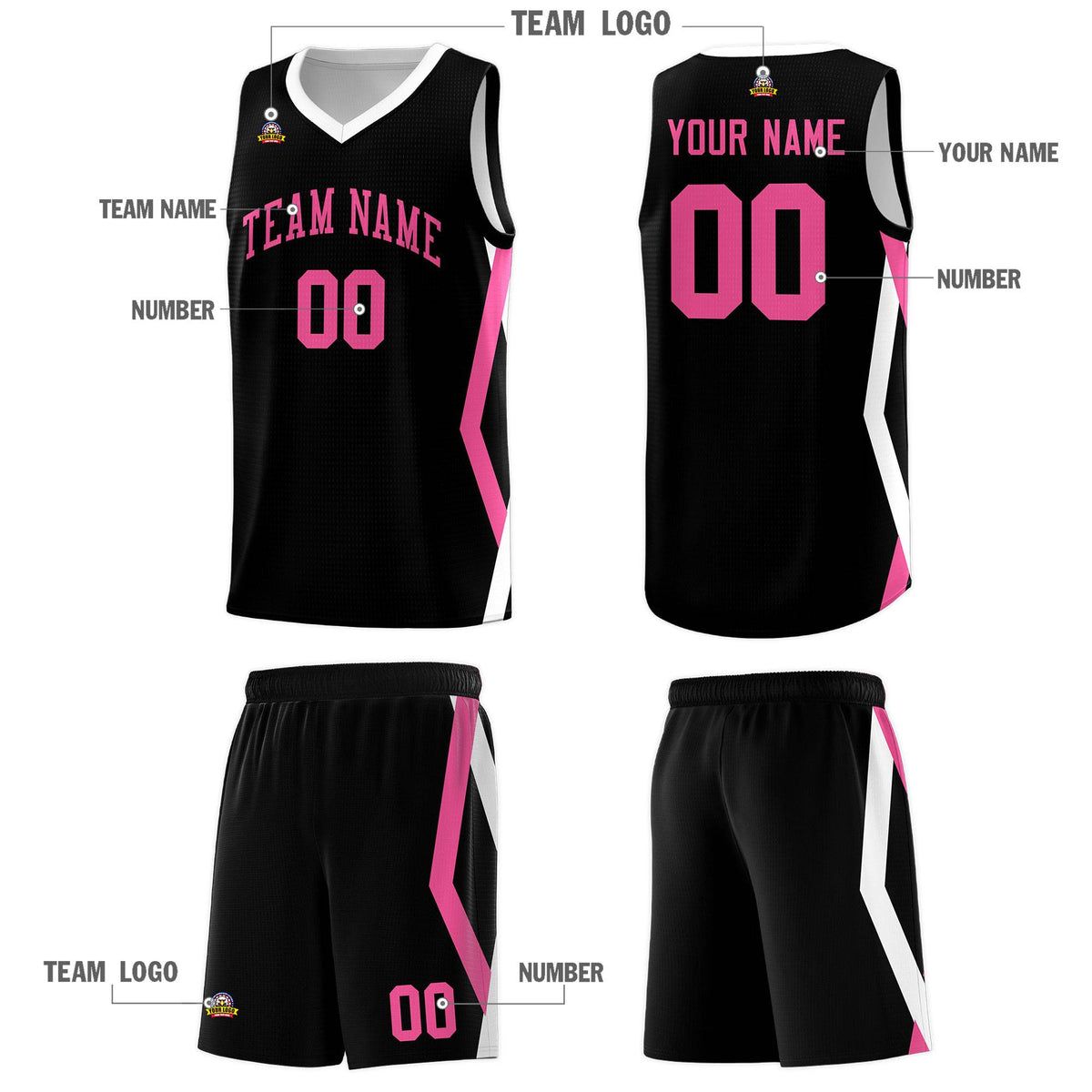 Custom Black Side Rhombus Graffiti Pattern Sets Basketball Jersey