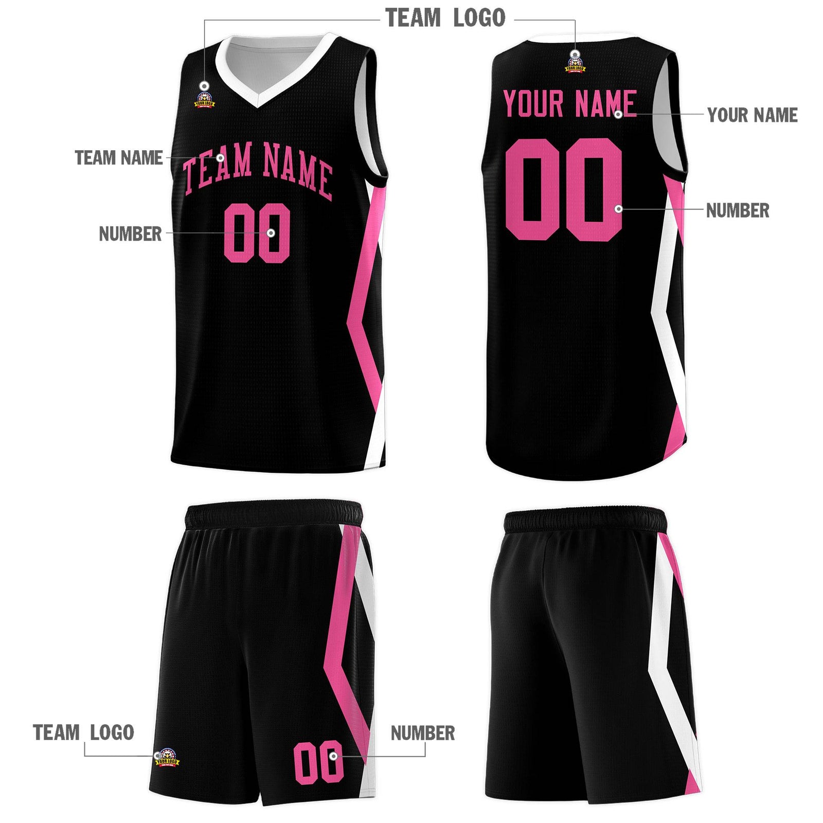 Custom Black Side Rhombus Graffiti Pattern Sets Basketball Jersey