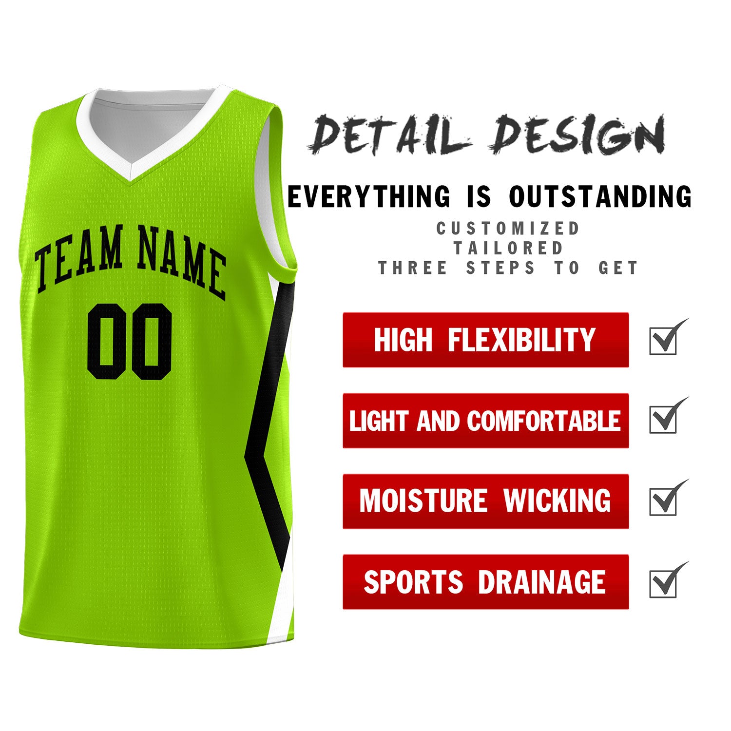 Custom Neon Green Side Rhombus Graffiti Pattern Sets Basketball Jersey