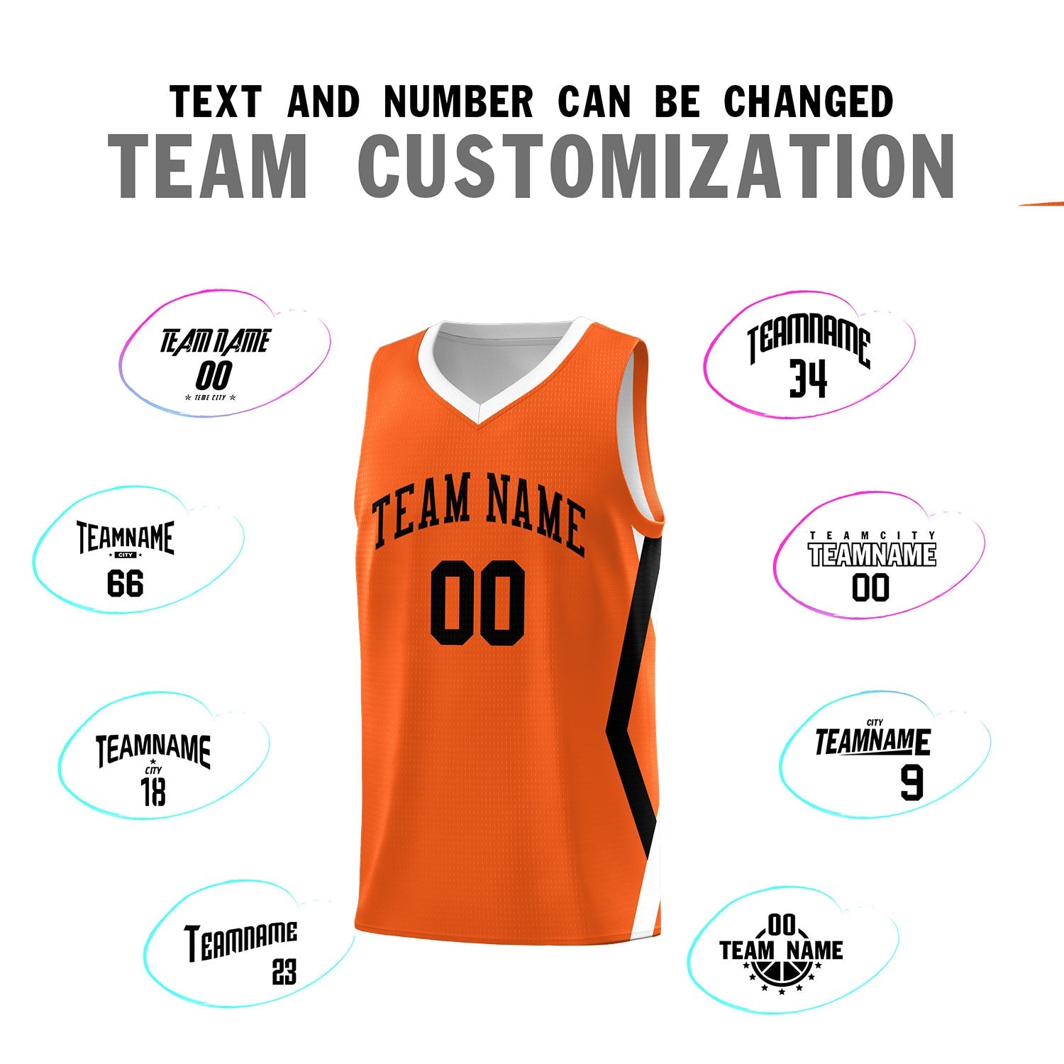 Custom Orange Side Rhombus Graffiti Pattern Sets Basketball Jersey