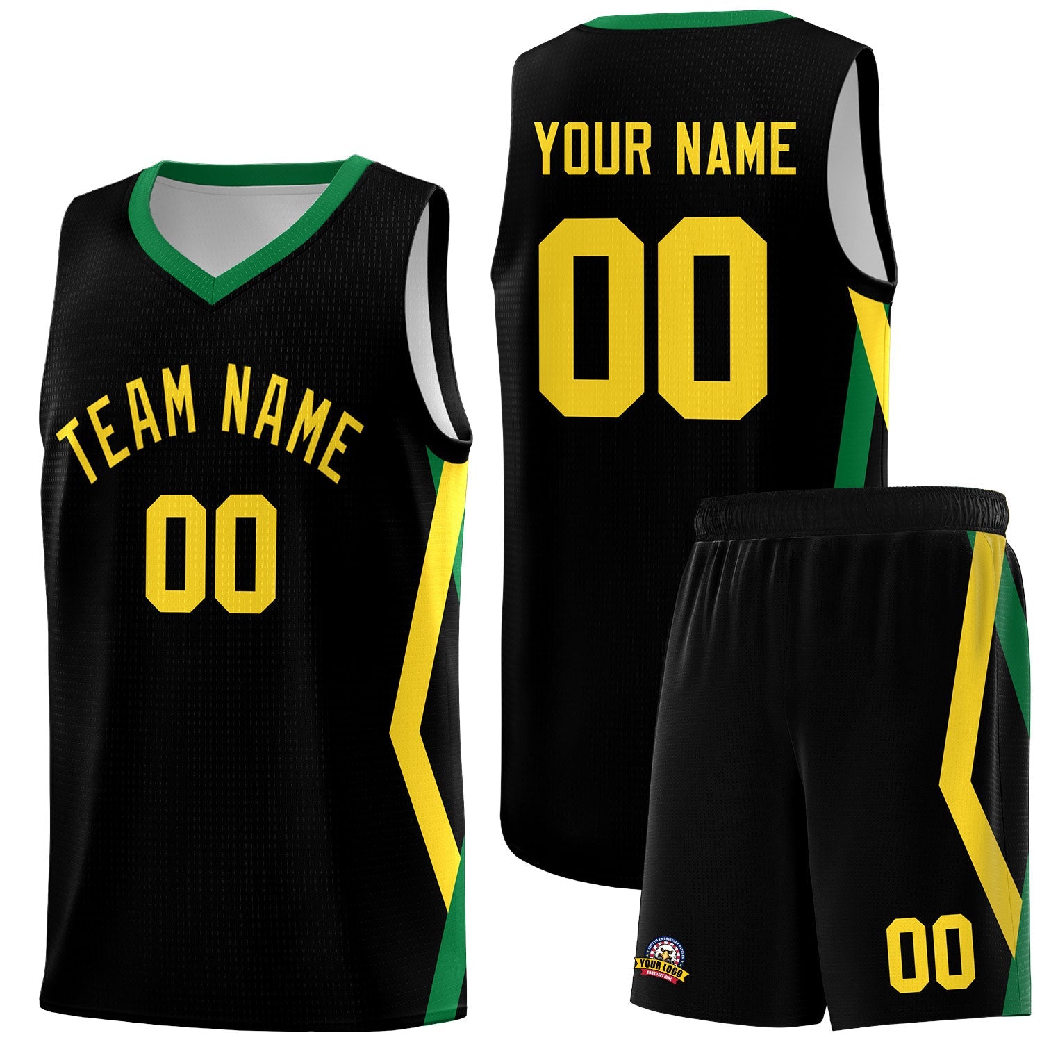 Custom Black Side Rhombus Graffiti Pattern Sets Basketball Jersey