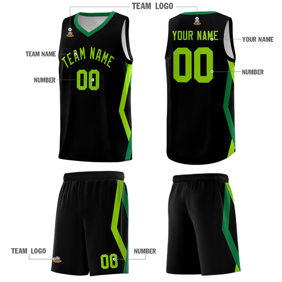 Custom Black Side Rhombus Graffiti Pattern Sets Basketball Jersey