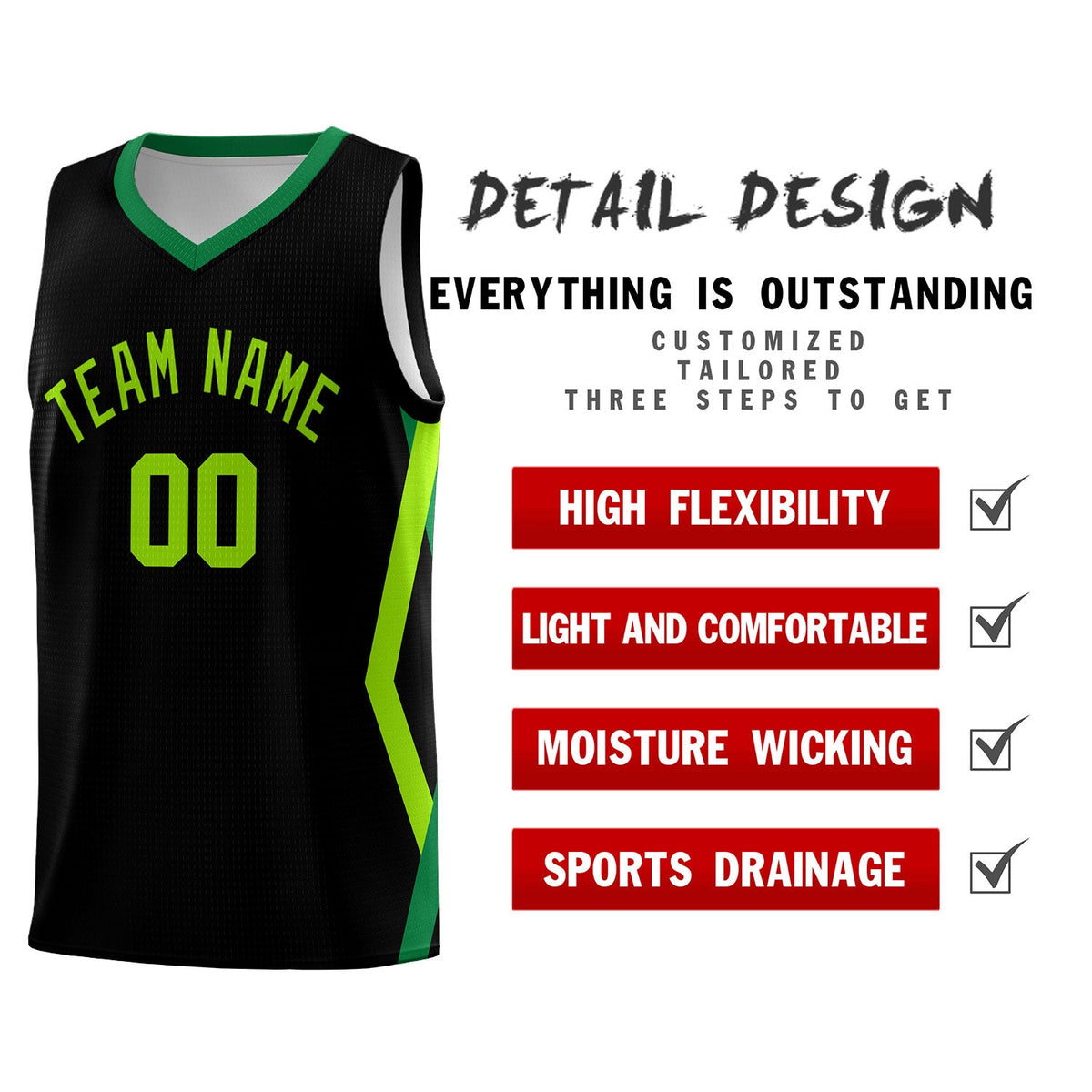 Custom Black Side Rhombus Graffiti Pattern Sets Basketball Jersey