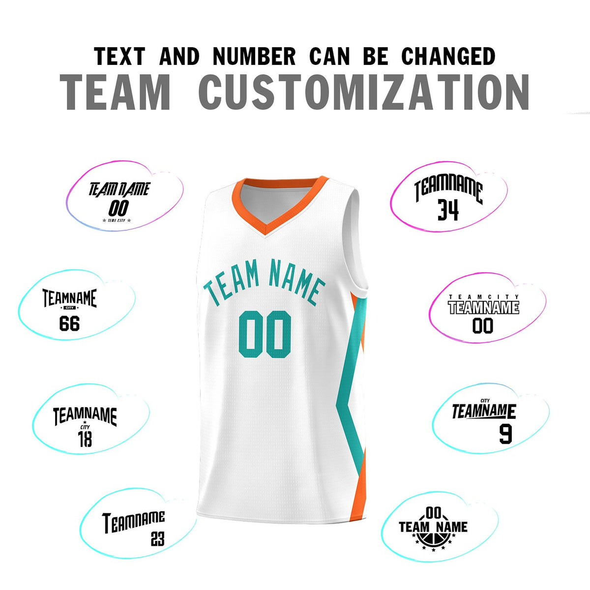 Custom White Side Rhombus Graffiti Pattern Sets Basketball Jersey