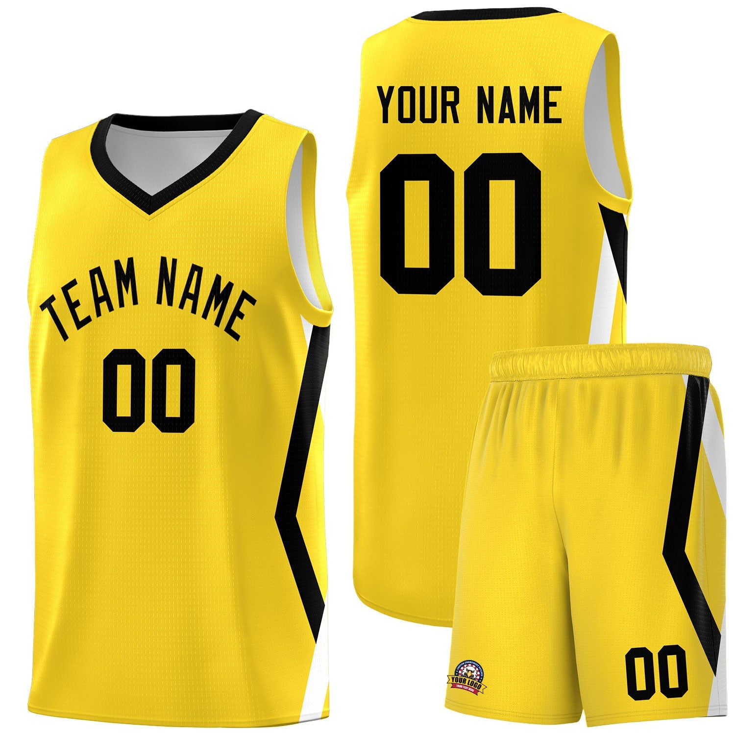 Custom Gold Side Rhombus Graffiti Pattern Sets Basketball Jersey