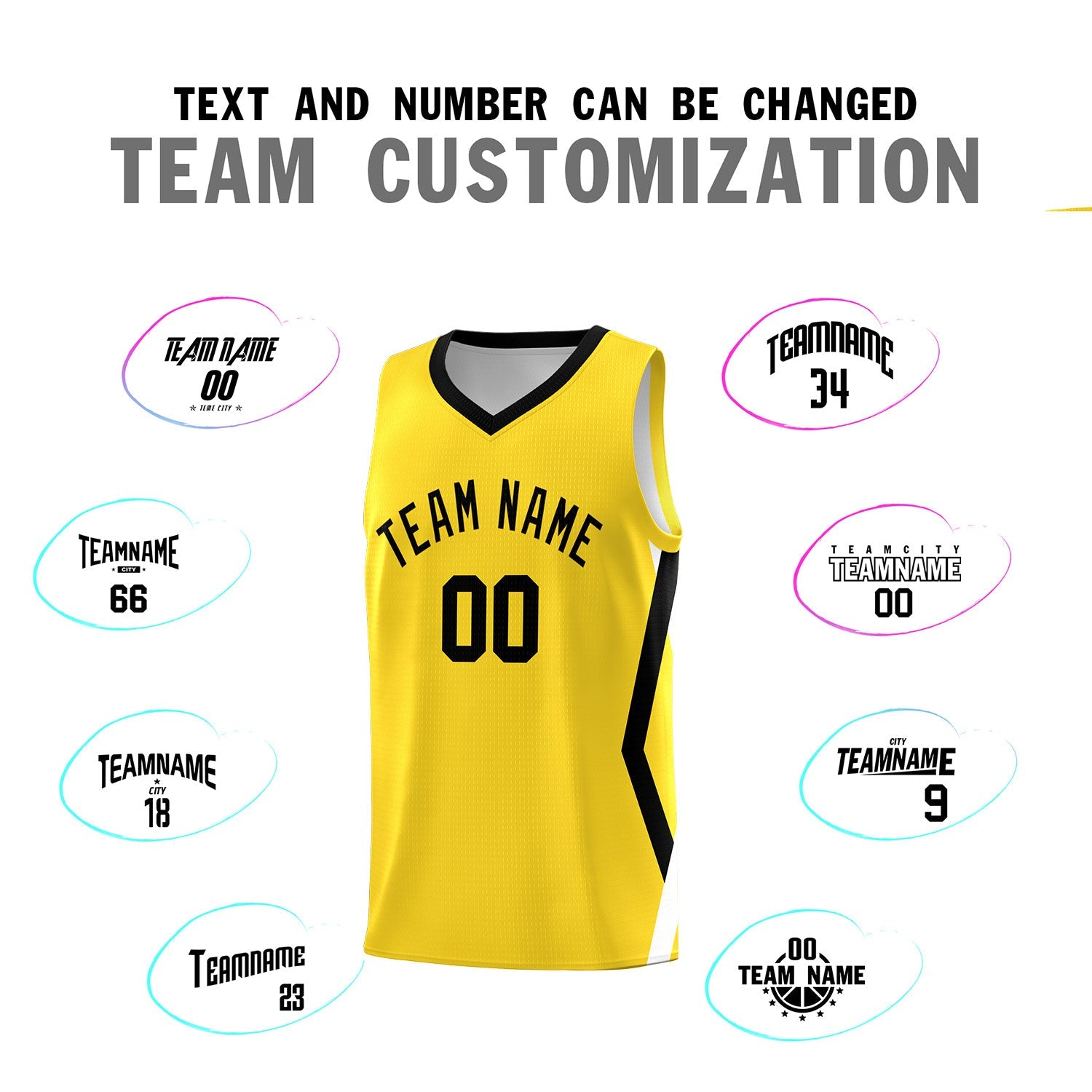 Custom Gold Side Rhombus Graffiti Pattern Sets Basketball Jersey
