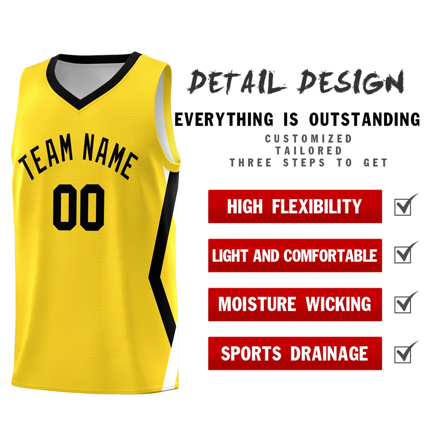 Custom Gold Side Rhombus Graffiti Pattern Sets Basketball Jersey