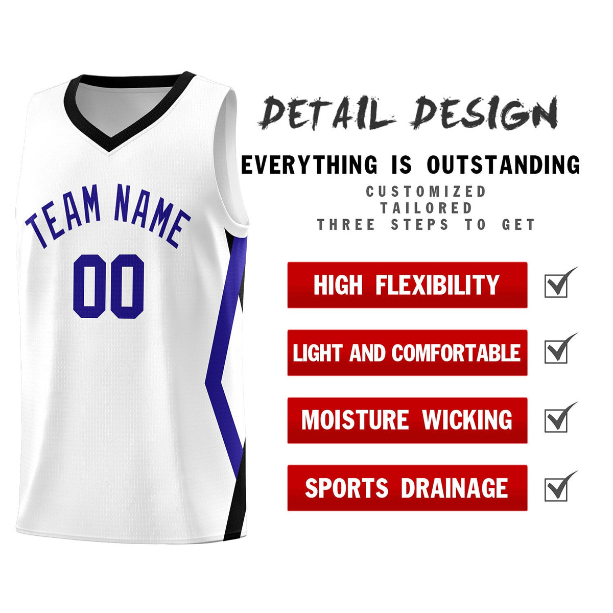 Custom White Side Rhombus Graffiti Pattern Sets Basketball Jersey