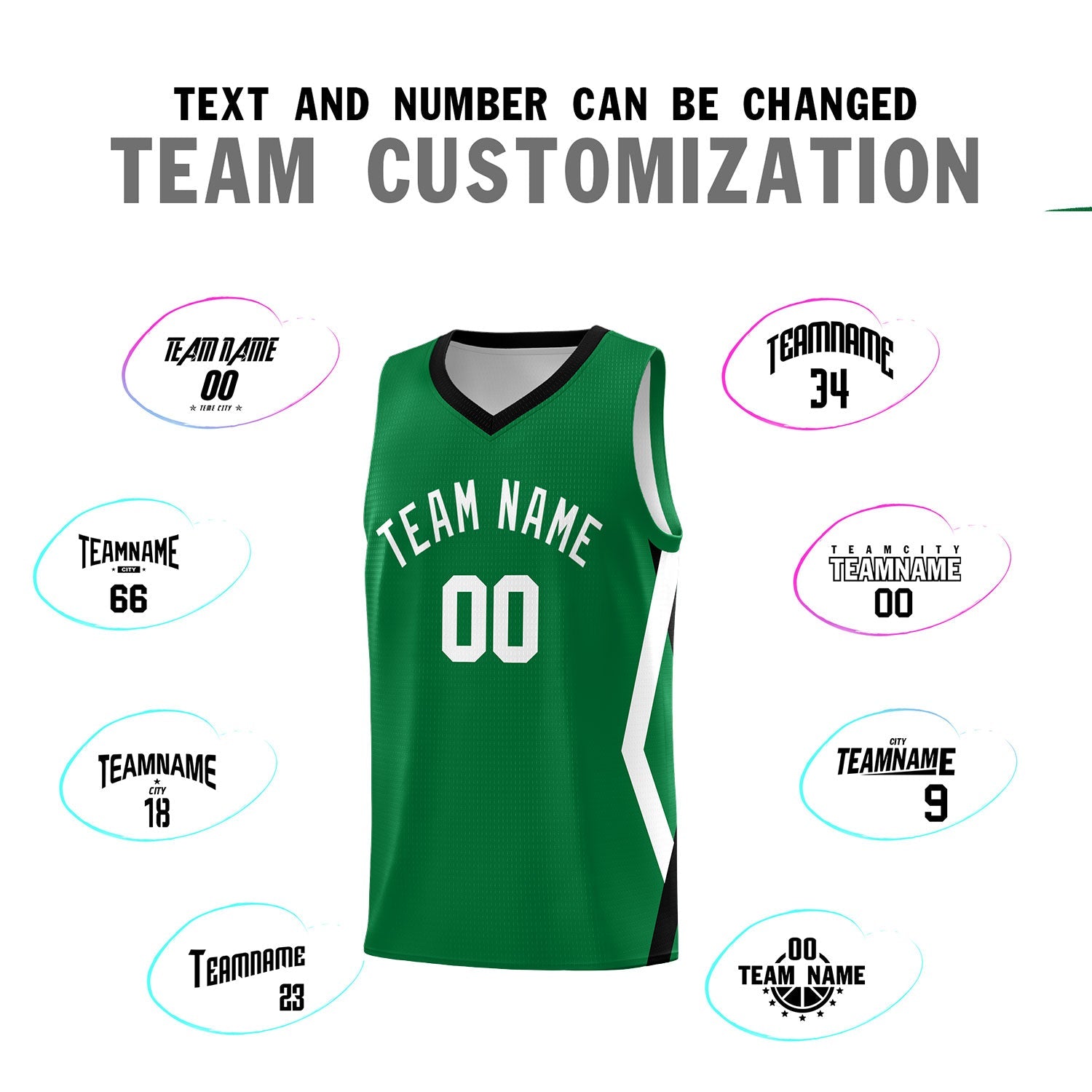 Custom Kelly Green Side Rhombus Graffiti Pattern Sets Basketball Jersey