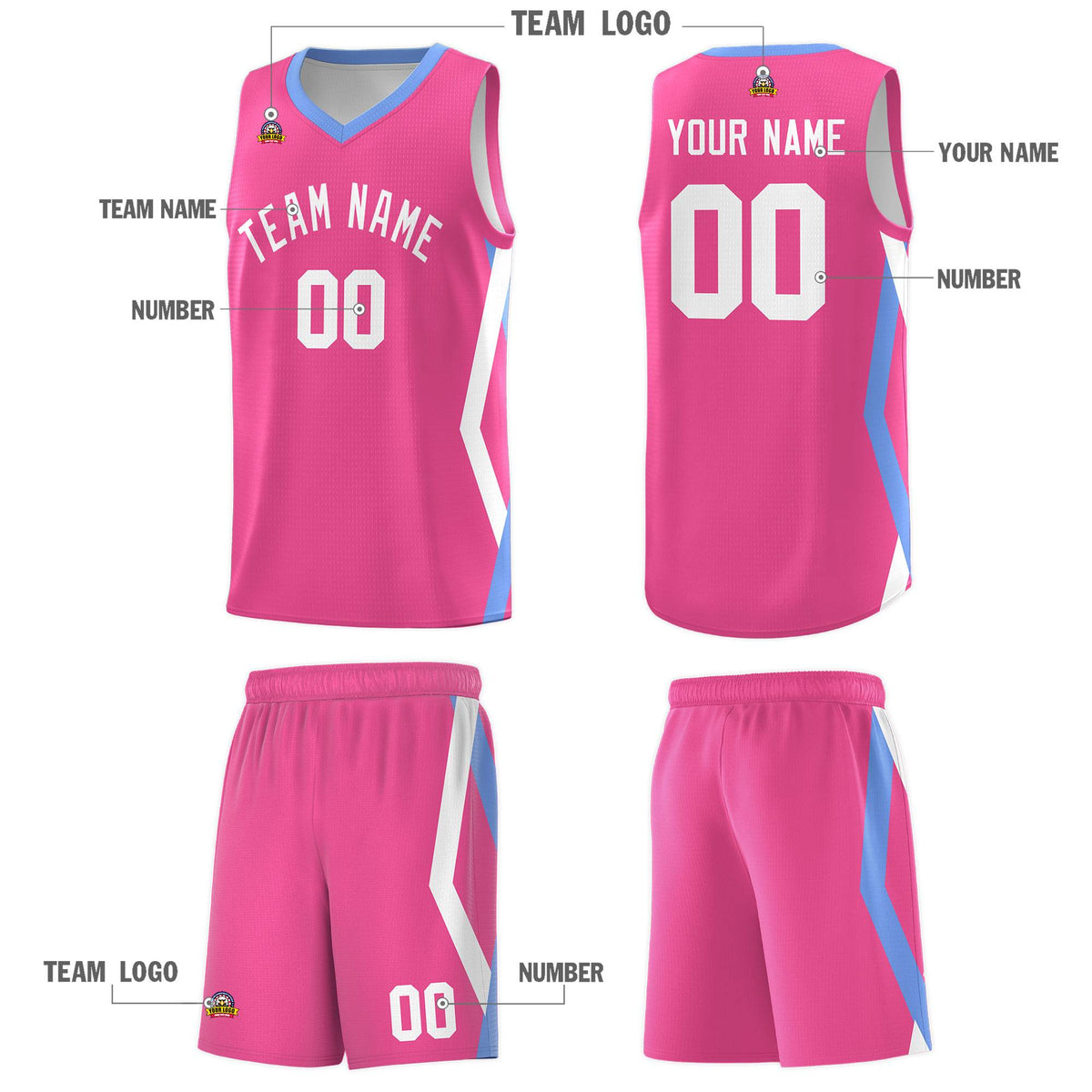 Custom Pink Side Rhombus Graffiti Pattern Sets Basketball Jersey