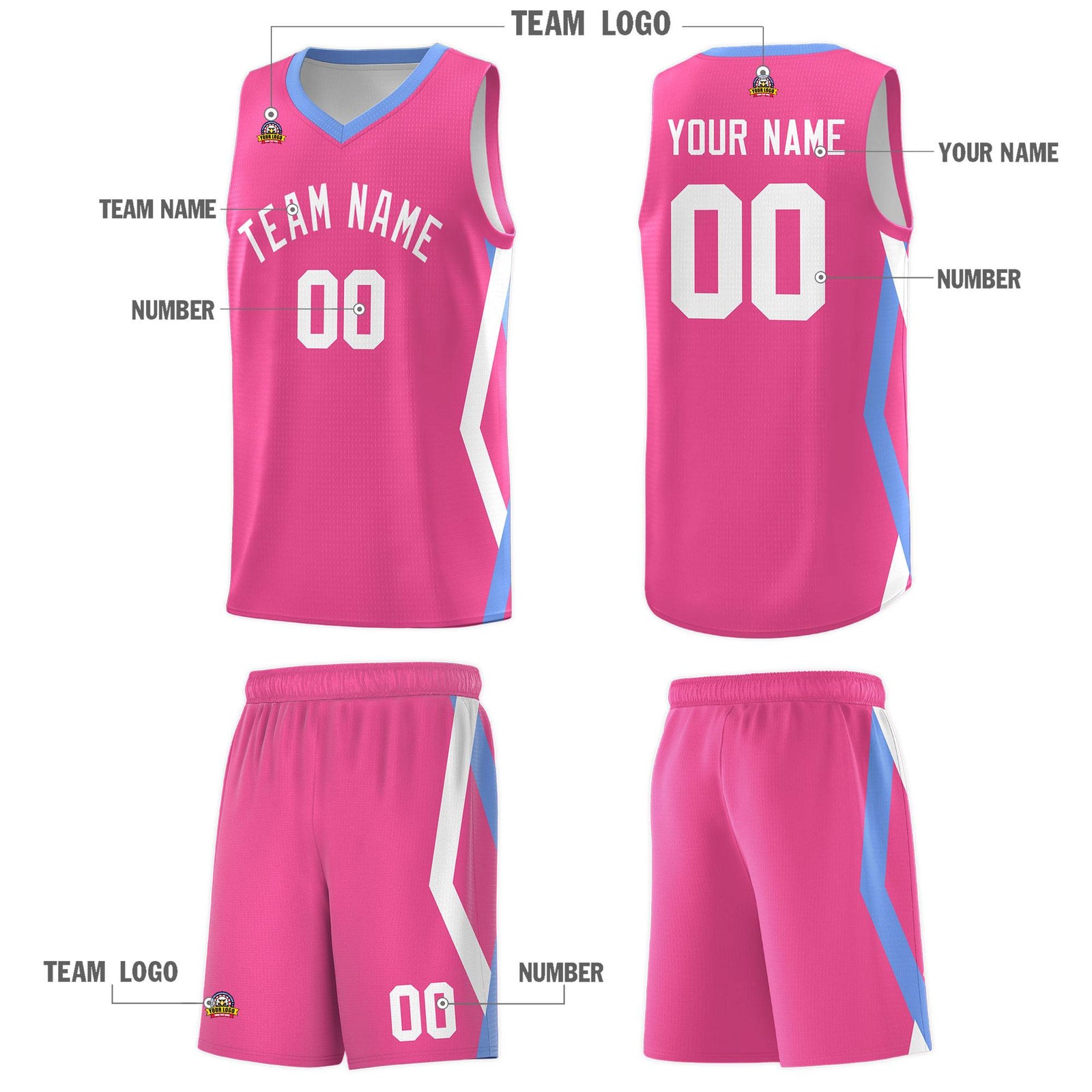 Custom Pink Side Rhombus Graffiti Pattern Sets Basketball Jersey