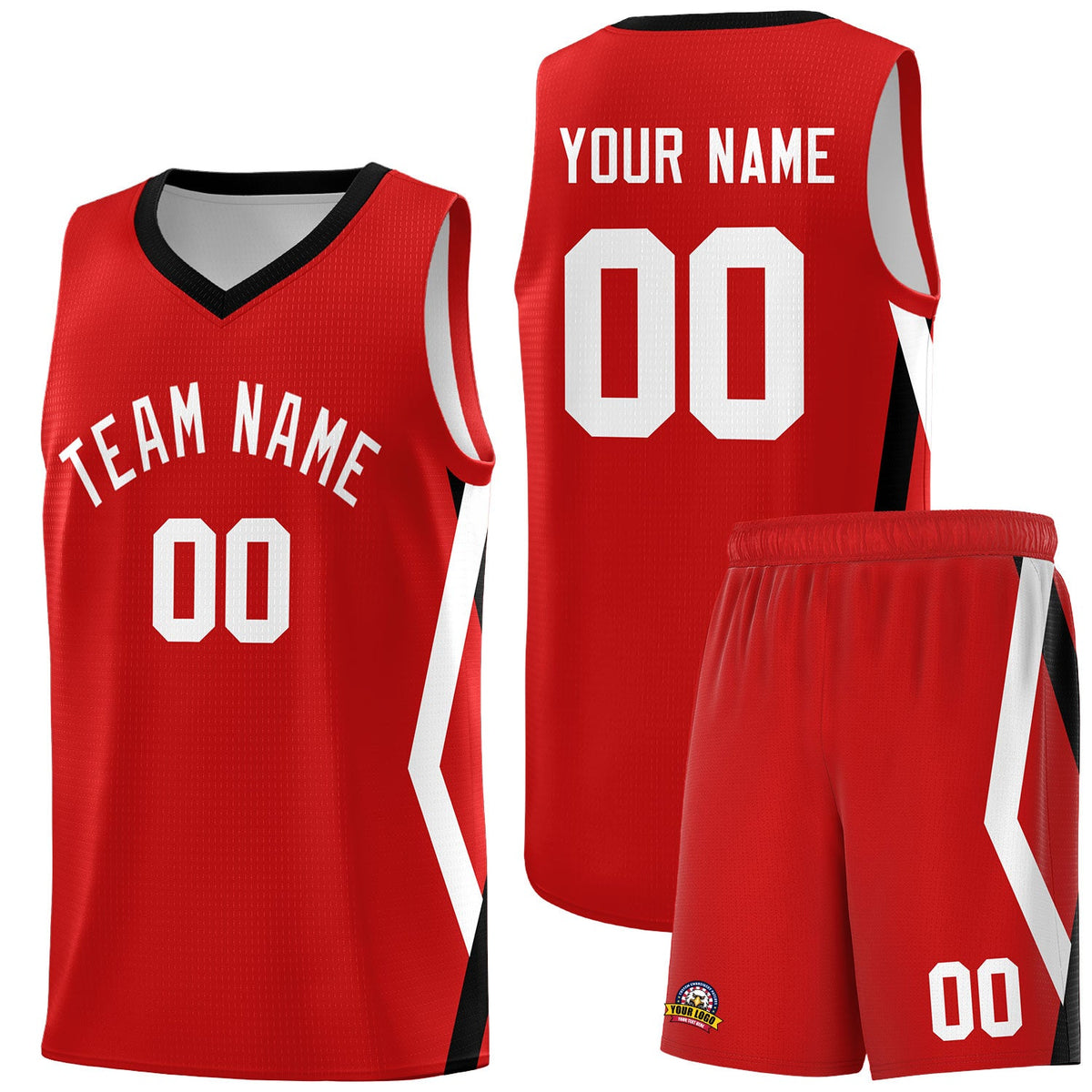 Custom Red Side Rhombus Graffiti Pattern Sets Basketball Jersey