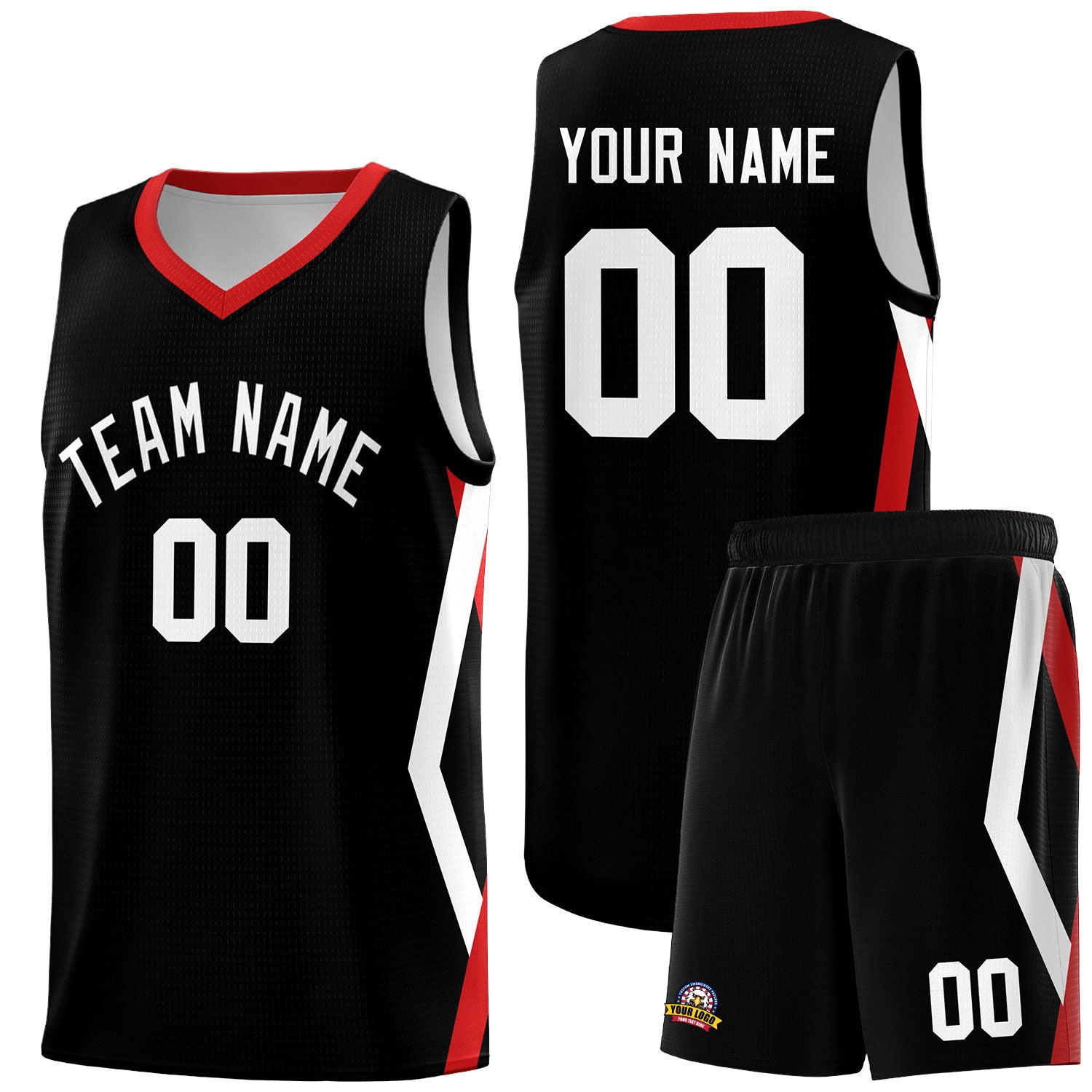 Custom Black Side Rhombus Graffiti Pattern Sets Basketball Jersey
