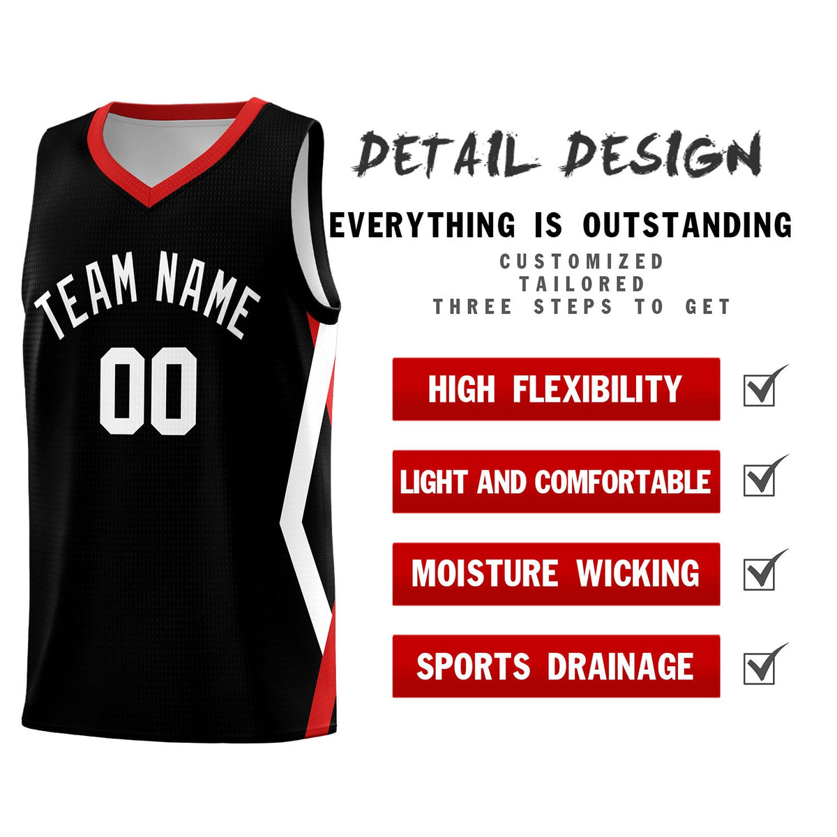 Custom Black Side Rhombus Graffiti Pattern Sets Basketball Jersey