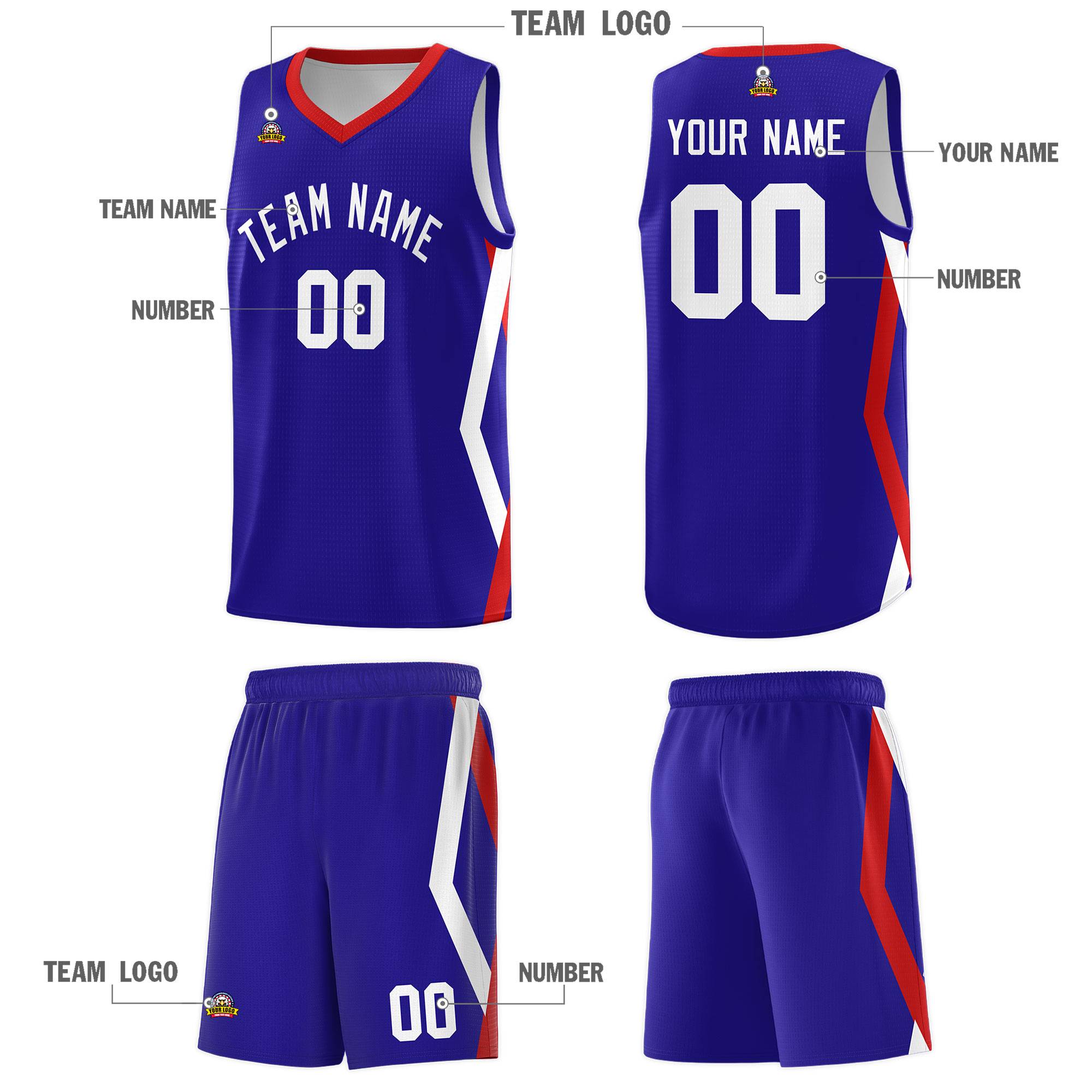Custom Royal Side Rhombus Graffiti Pattern Sets Basketball Jersey