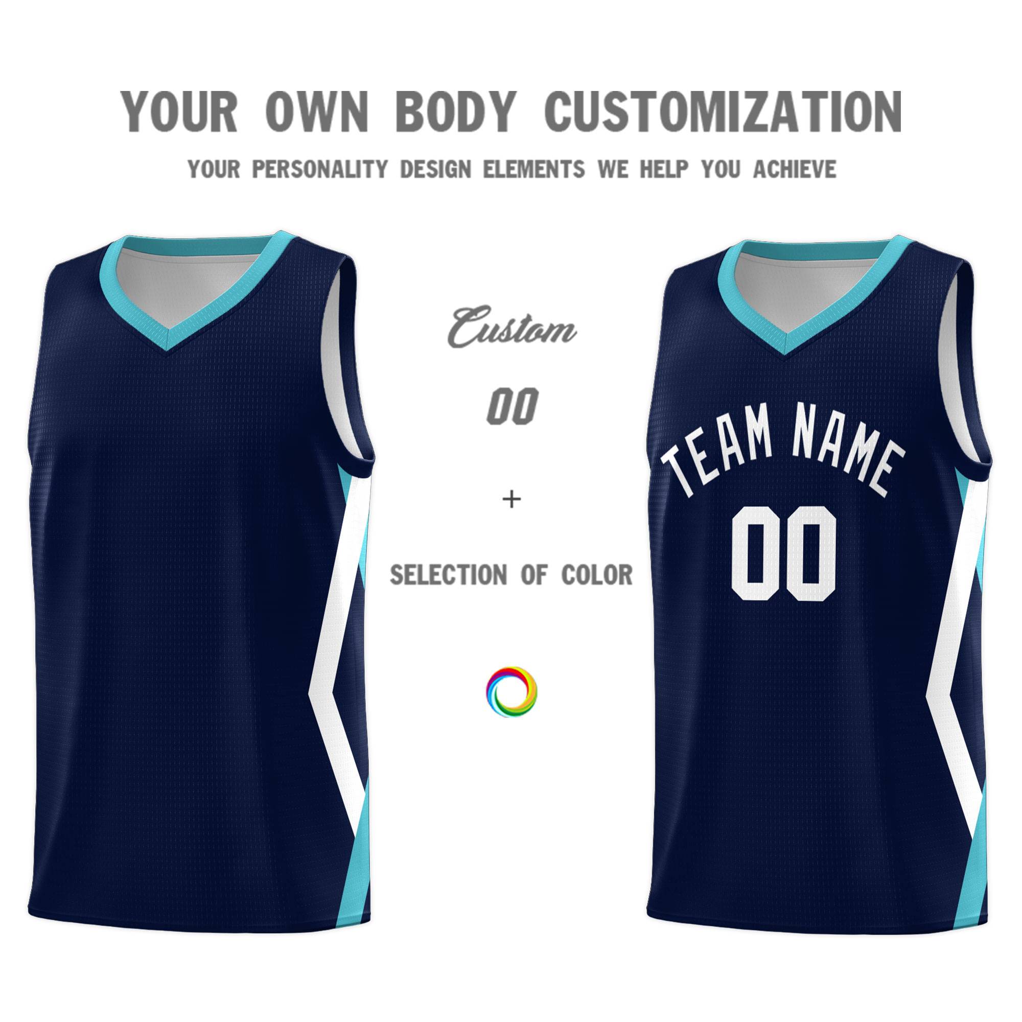 Custom Navy Side Rhombus Graffiti Pattern Sets Basketball Jersey