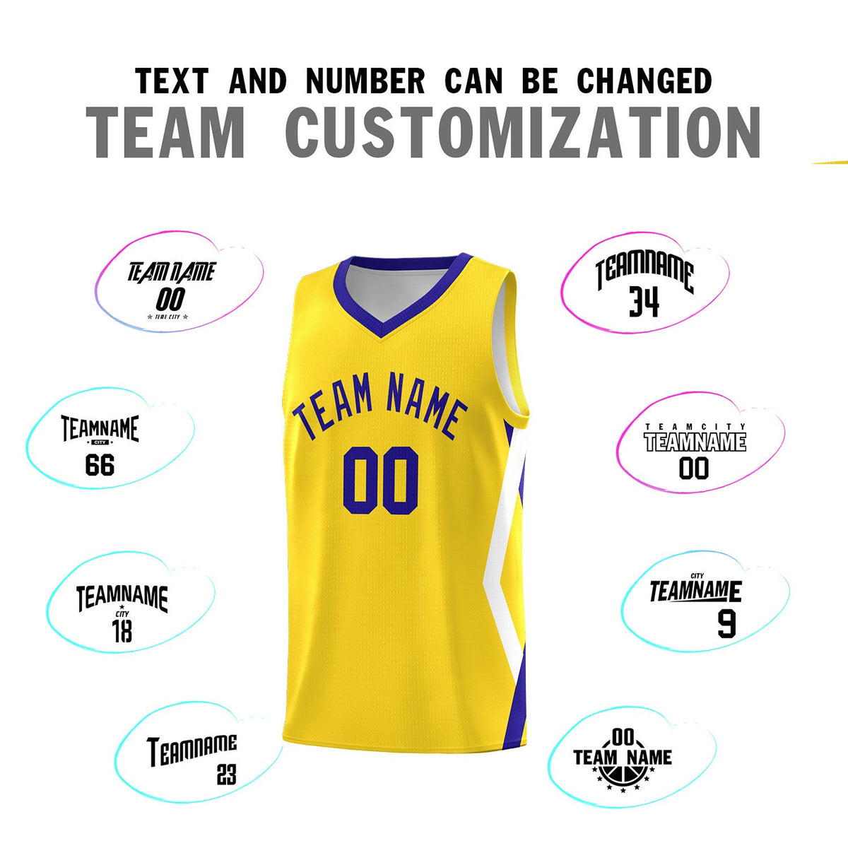 Custom Gold Side Rhombus Graffiti Pattern Sets Basketball Jersey