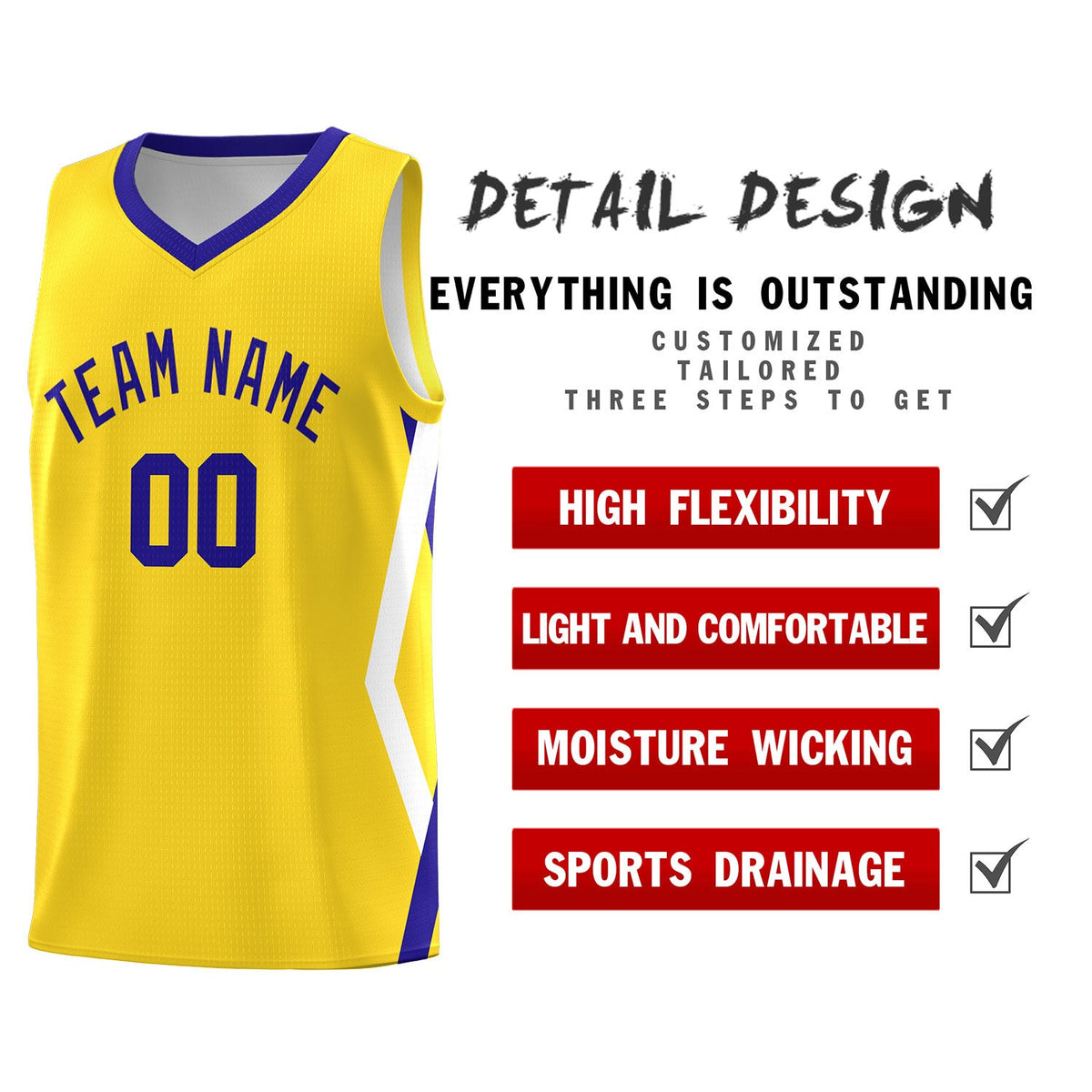 Custom Gold Side Rhombus Graffiti Pattern Sets Basketball Jersey