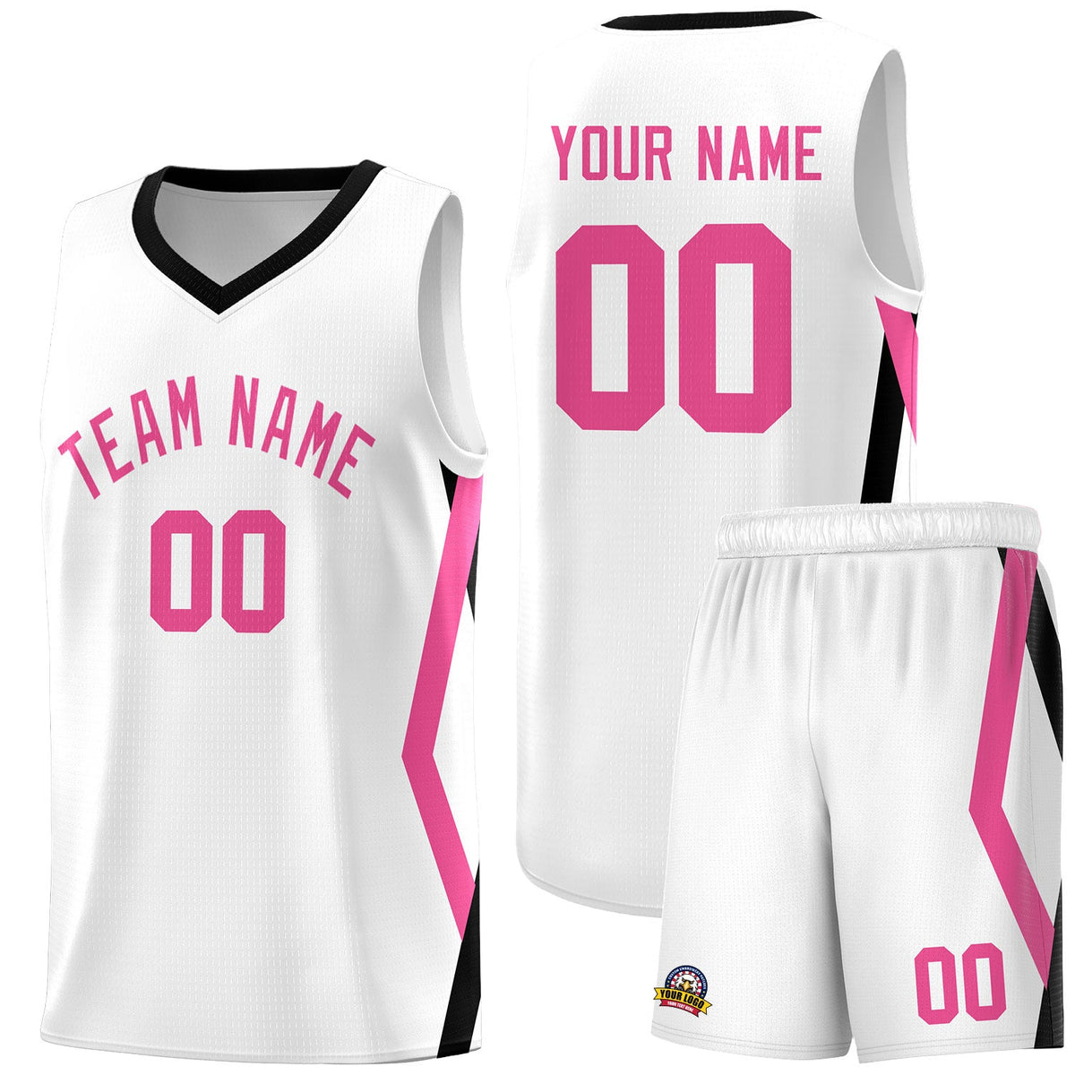 Custom White Side Rhombus Graffiti Pattern Sets Basketball Jersey
