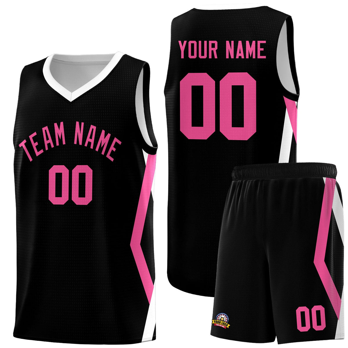 Custom Black Side Rhombus Graffiti Pattern Sets Basketball Jersey