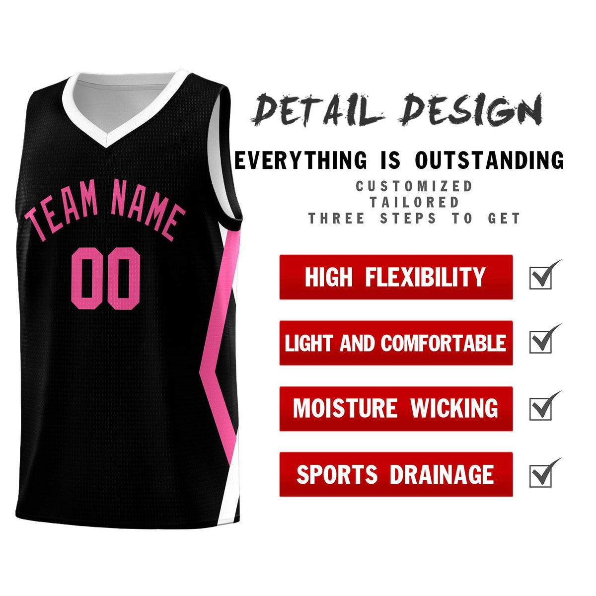 Custom Black Side Rhombus Graffiti Pattern Sets Basketball Jersey