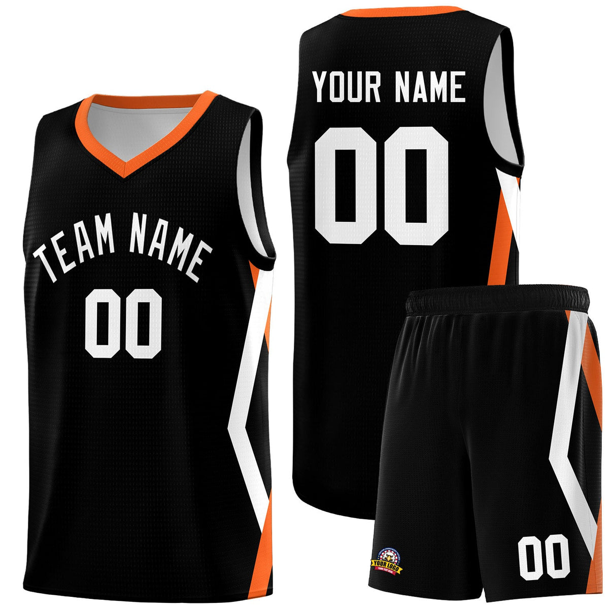 Custom Black Side Rhombus Graffiti Pattern Sets Basketball Jersey