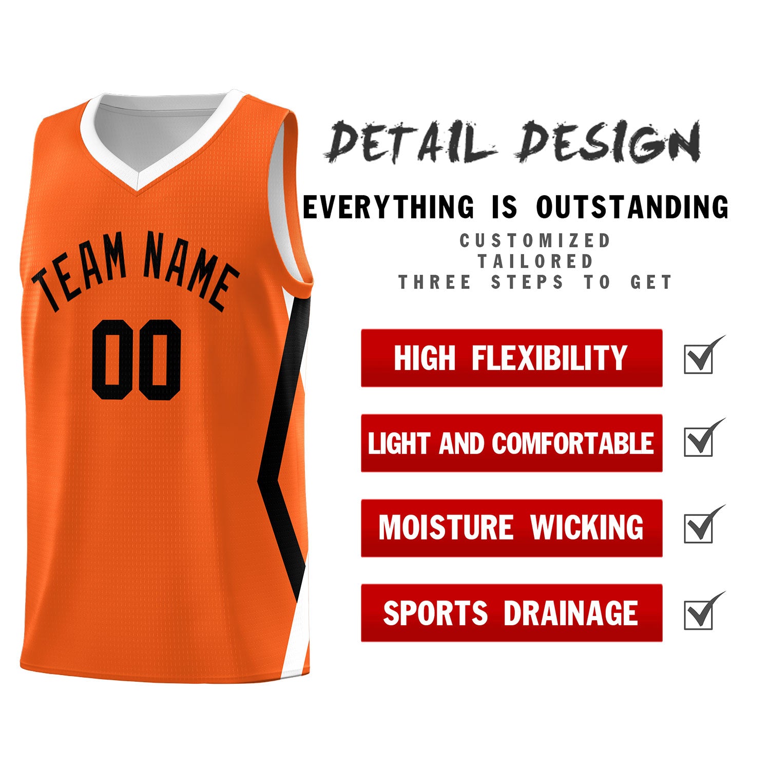 Custom Orange Side Rhombus Graffiti Pattern Sets Basketball Jersey