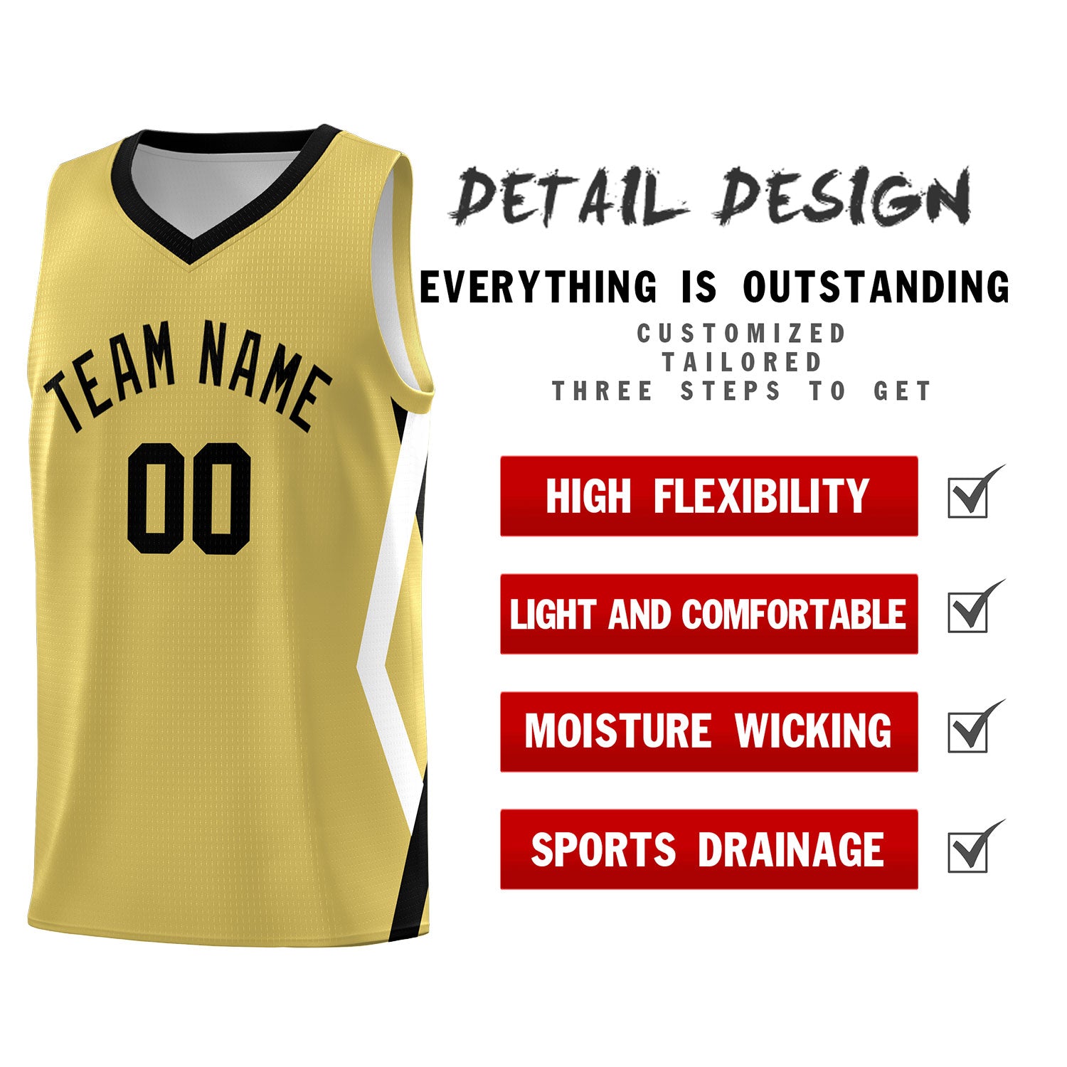 Custom Old Gold Side Rhombus Graffiti Pattern Sets Basketball Jersey